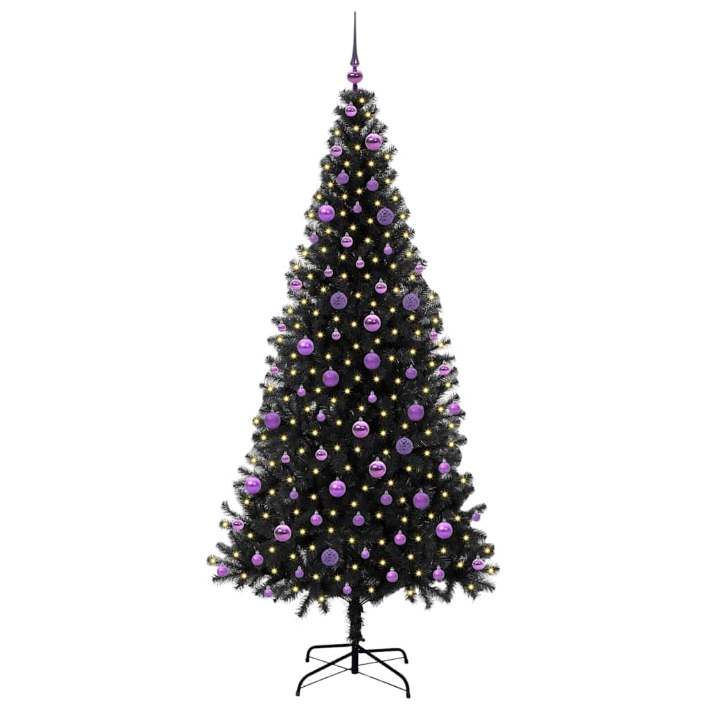 Albero di Natale VidaXL con 300 LED con PVC standard nero da 210 cm