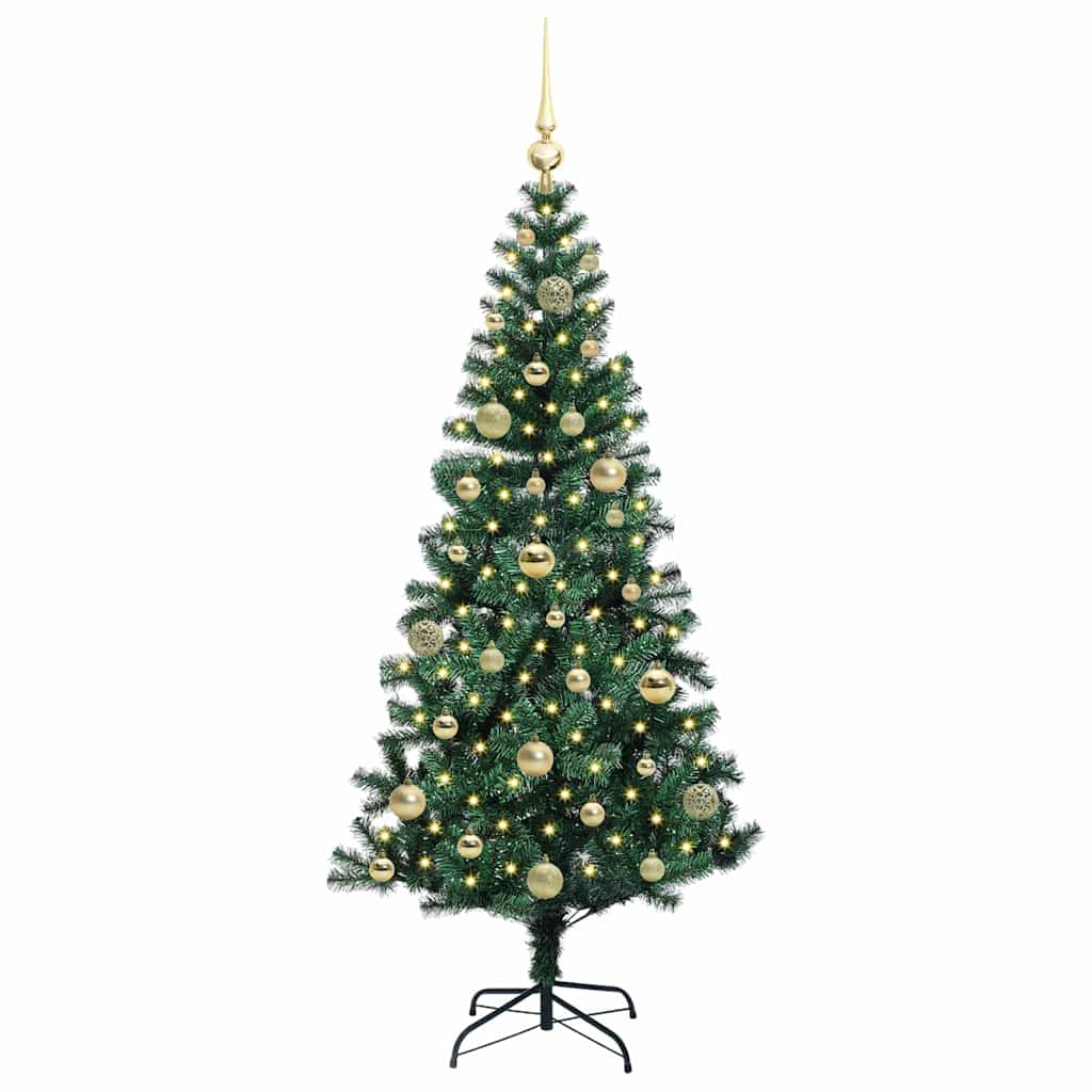 Vidaxl kunstmatig voorverlicht kerstboom groen 150 cm pvc en metaal