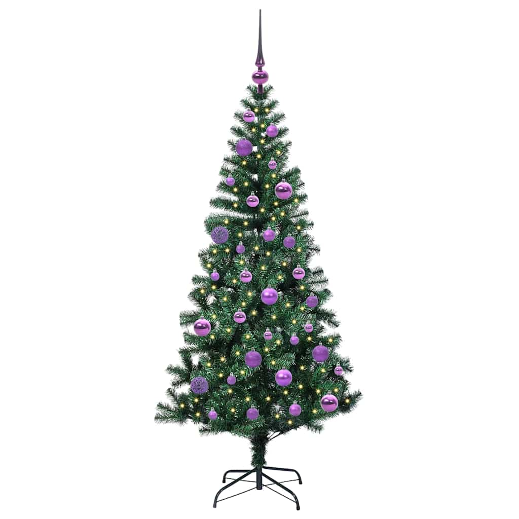 Vidaxl kunstmatig voorverlicht kerstboom groen 150 cm pvc en metaal