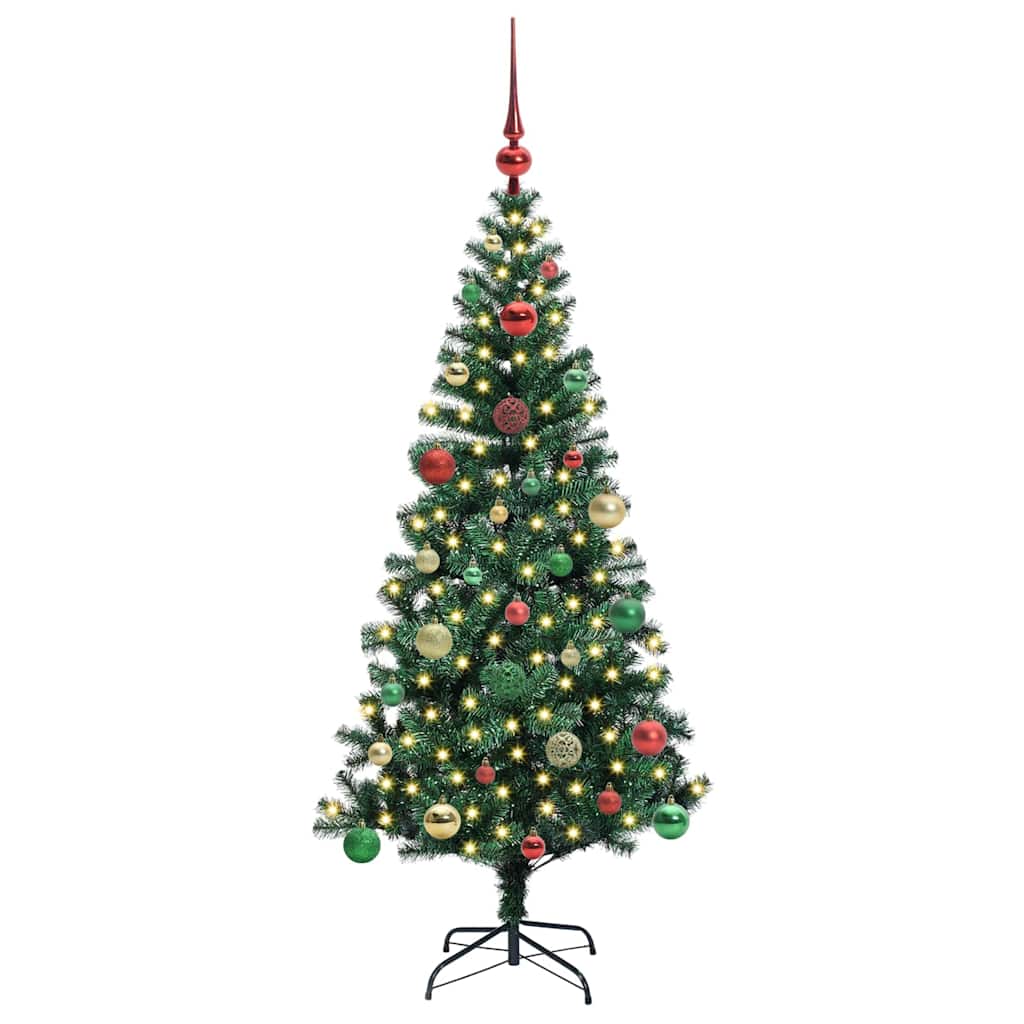 Vidaxl kunstmatig voorverlicht kerstboom groen 150 cm pvc en metaal