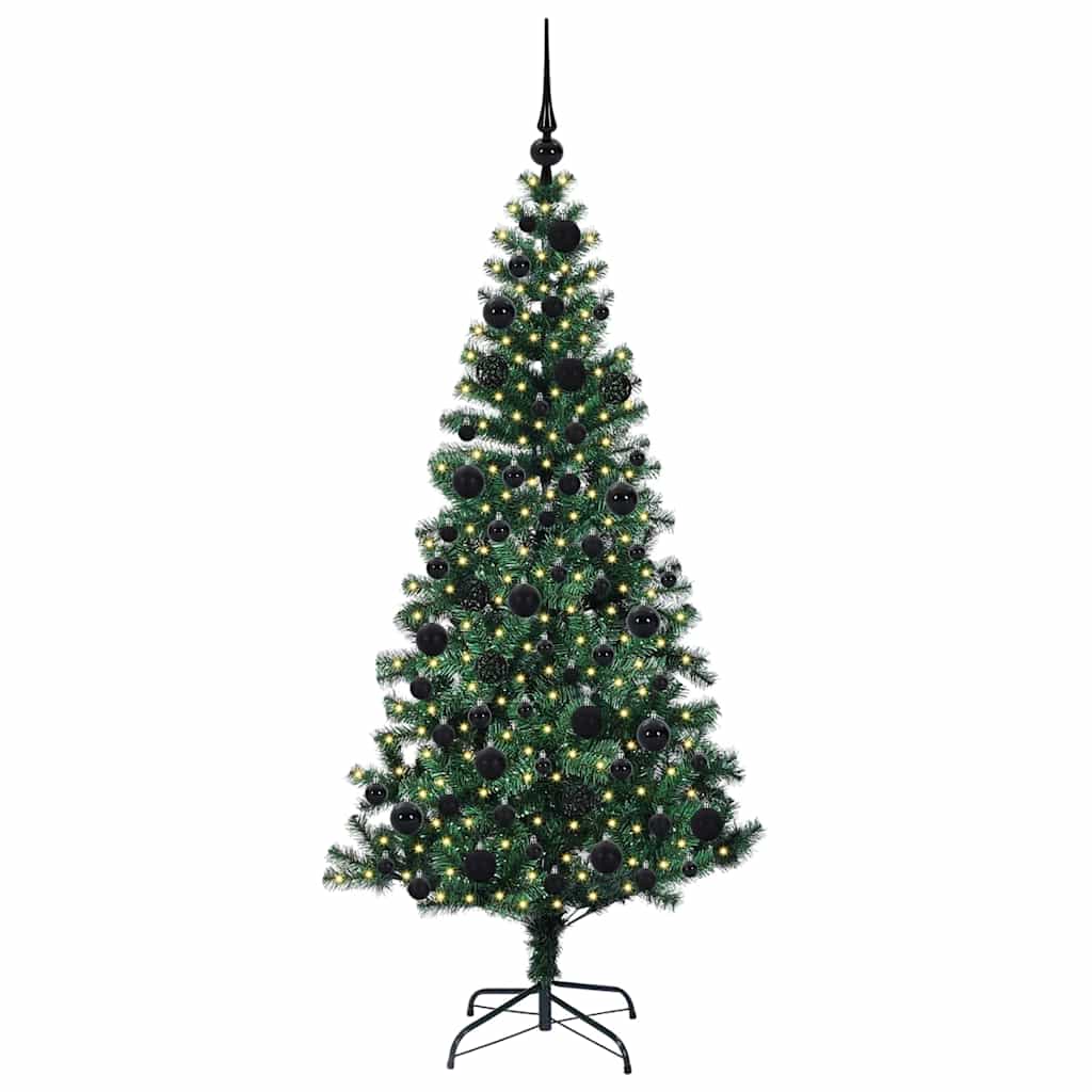 Vidaxl kunstmatig voorverlicht kerstboom groen 180 cm pvc en metaal