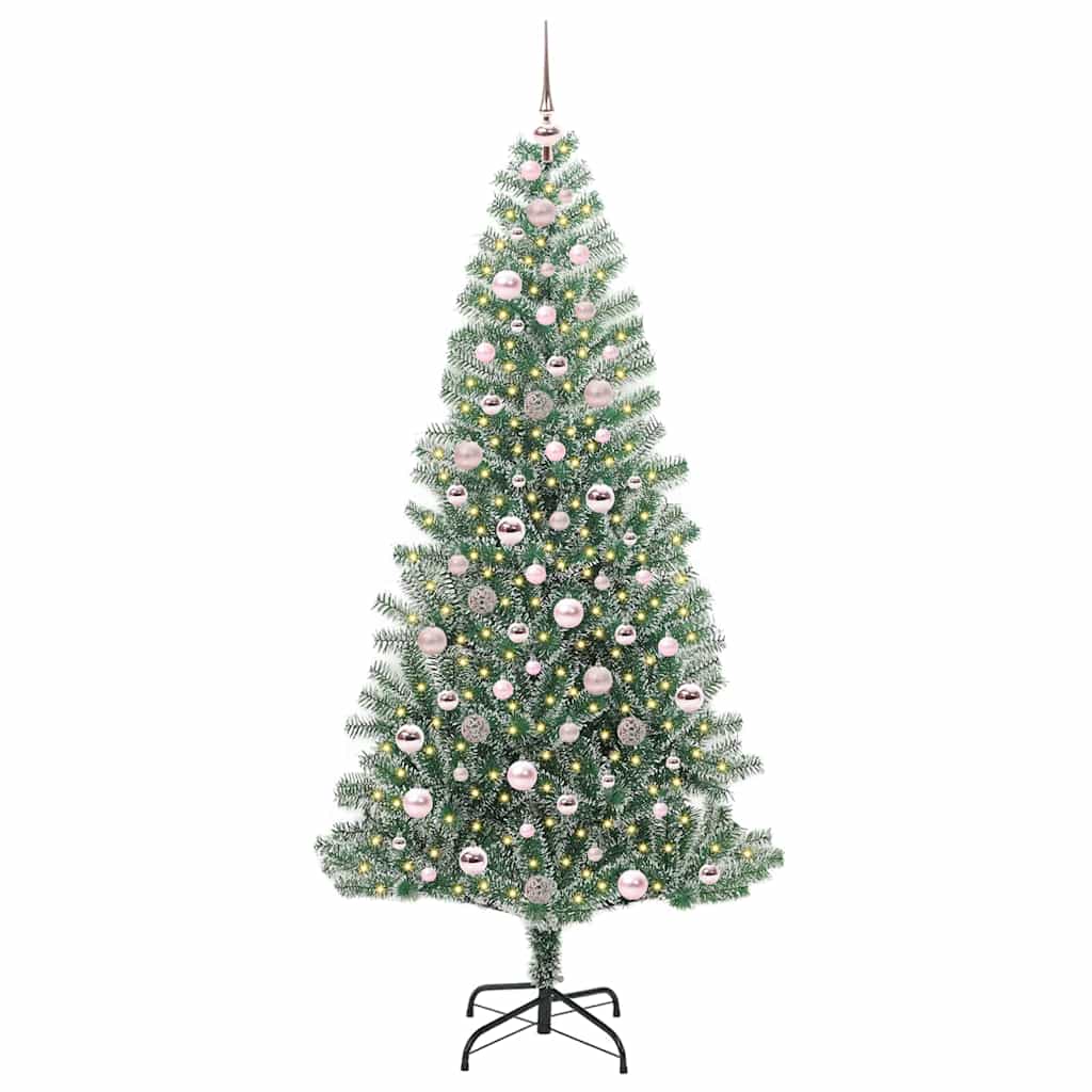 Vidaxl kunstmatige kerstboom sneeuw gevlochten met led licht 210 cm