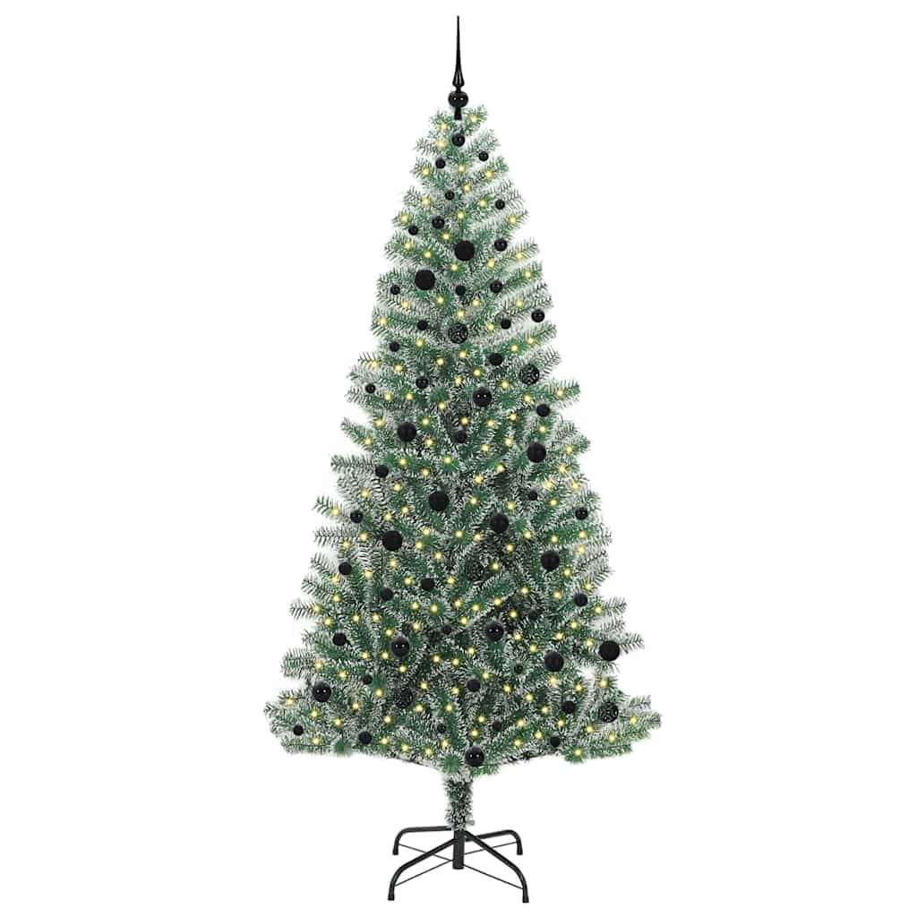 Vidaxx árbol de Navidad artificial nieve trenzado con luz LED 240 cm
