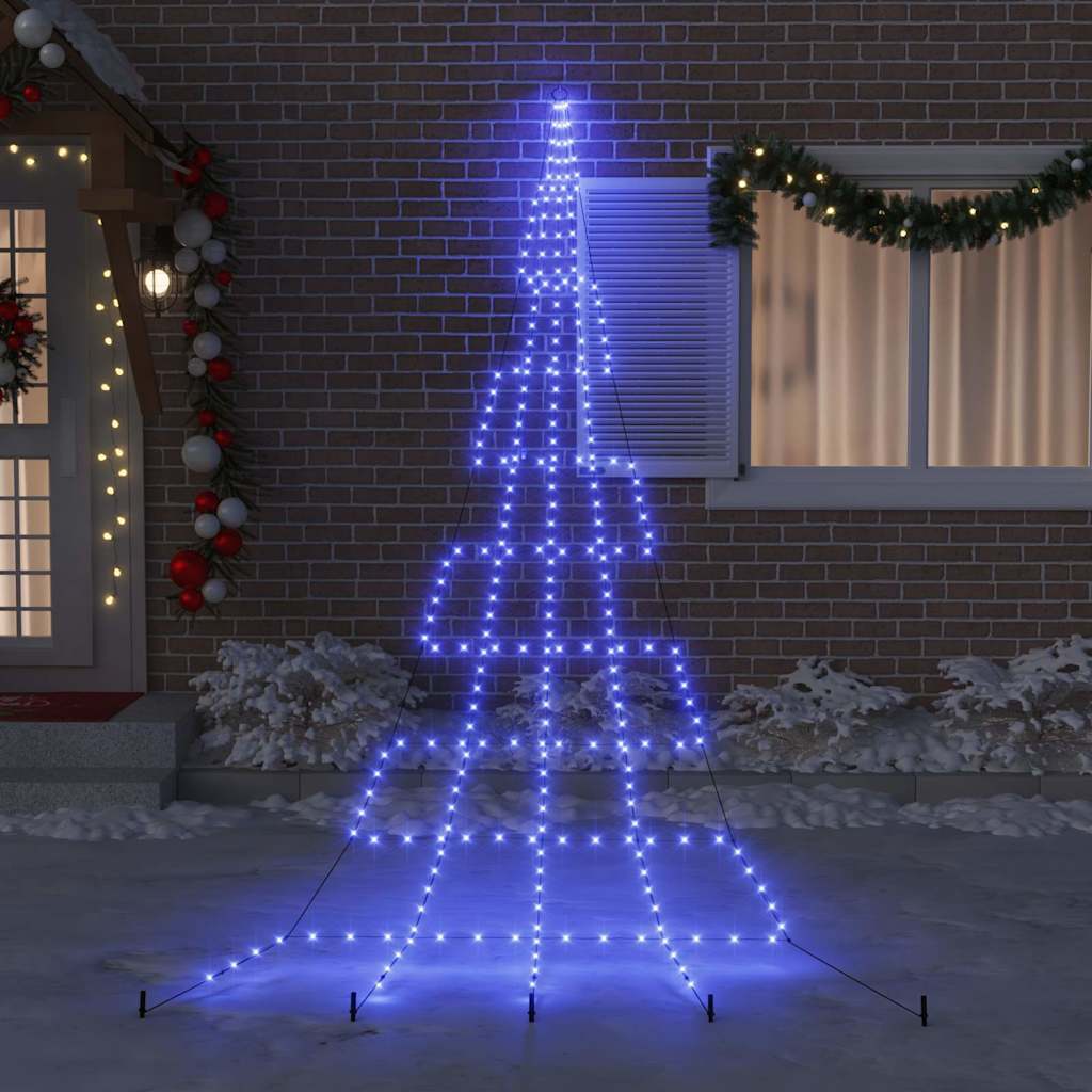 Vidaxl led kerstboom met grondspiesjes met 276 led blauw 511 cm metaal