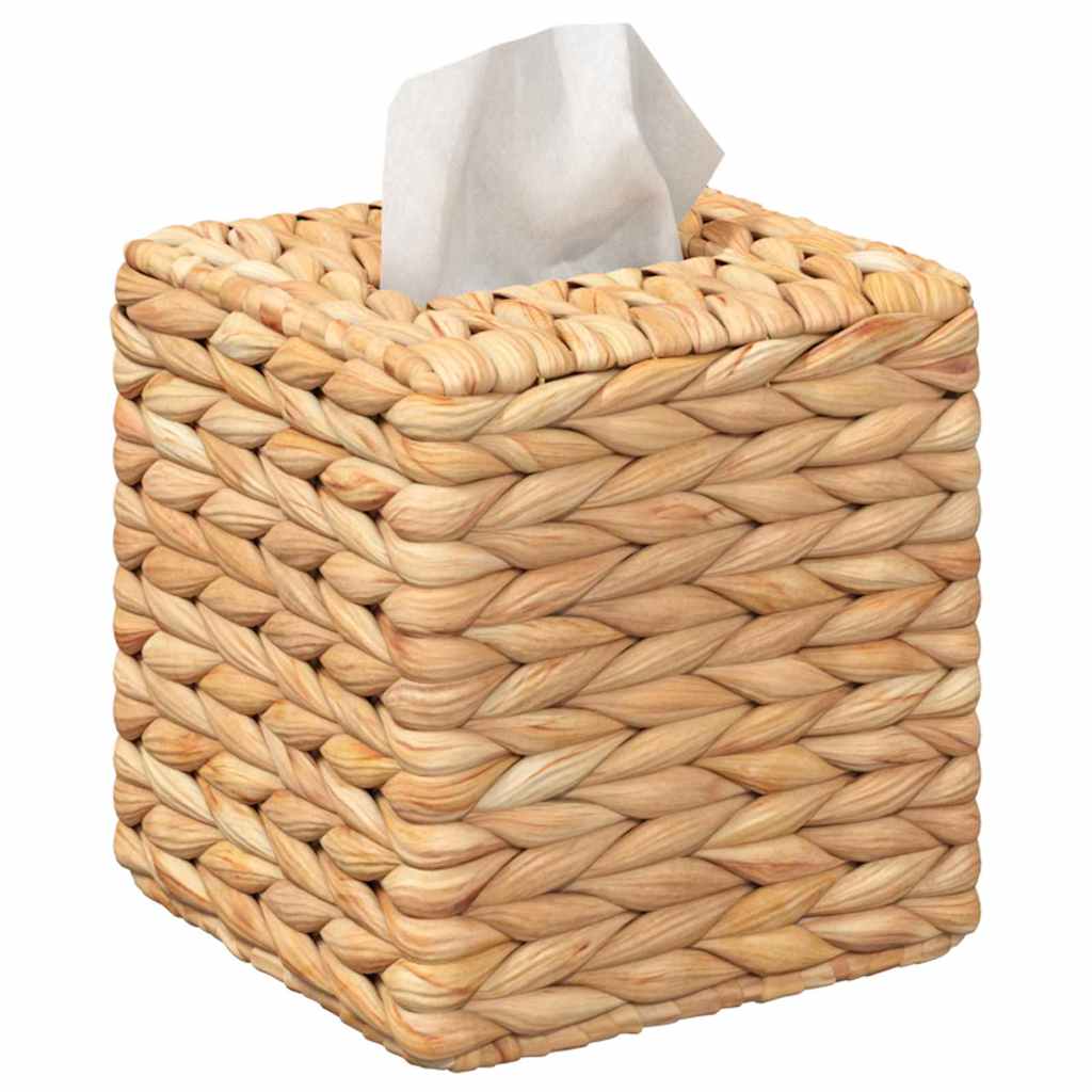 VidaXL funda para caja de pañuelos 2 uds jacinto de agua 14,5 x 14,5 x 15 cm natural
