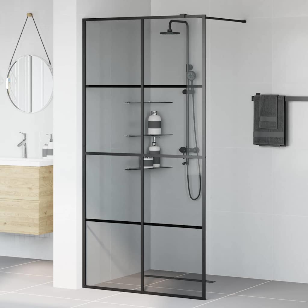 Vidaxl inloop douche wand zwart 100 x 195 cm gehard glas
