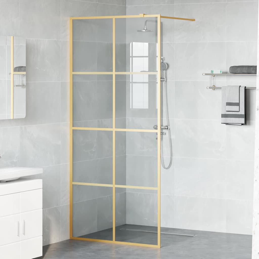 Vidaxl inloop douche wand goud 90 x 195 cm gehard glas