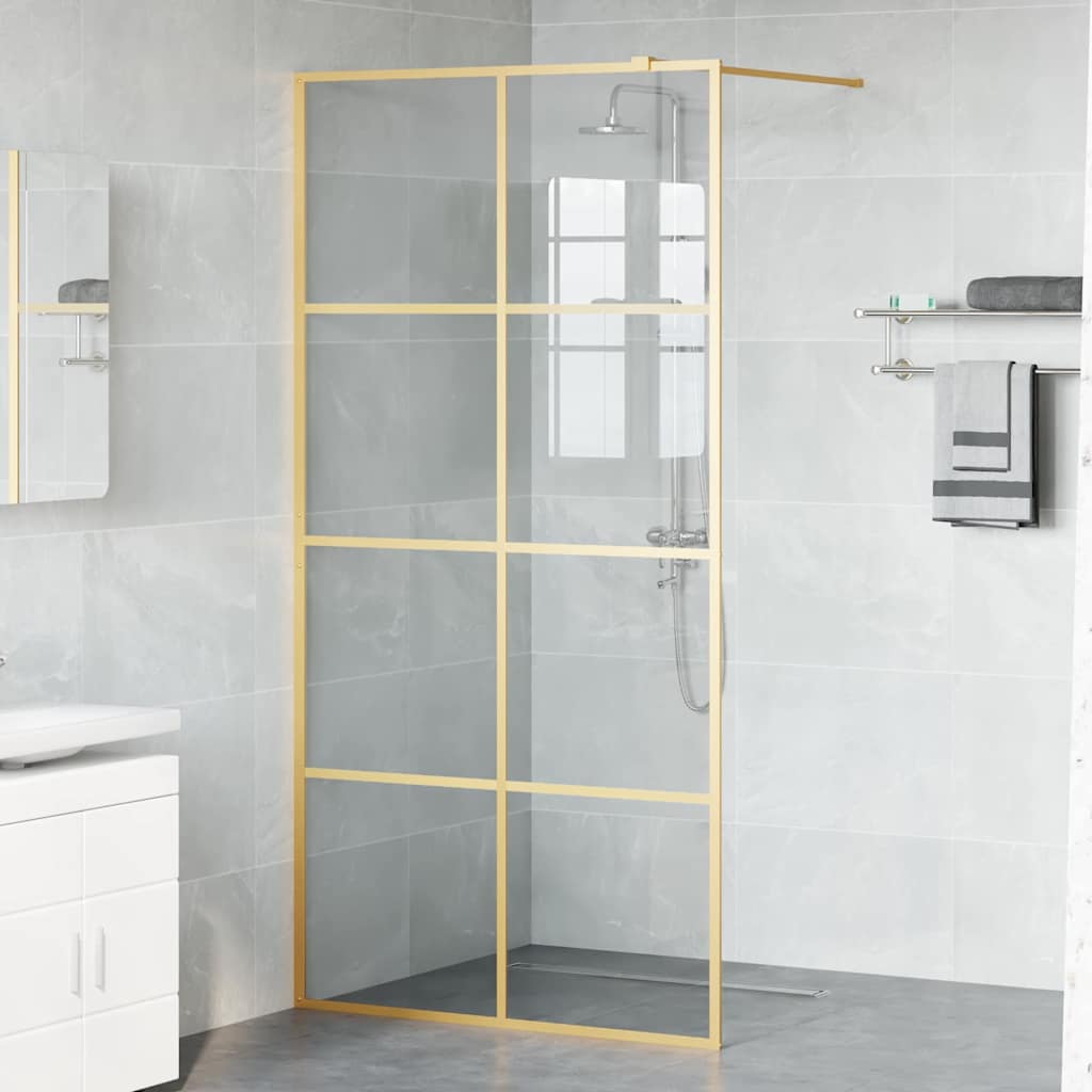 Vidaxl inloop douche wand goud 100 x 195 cm gehard glas