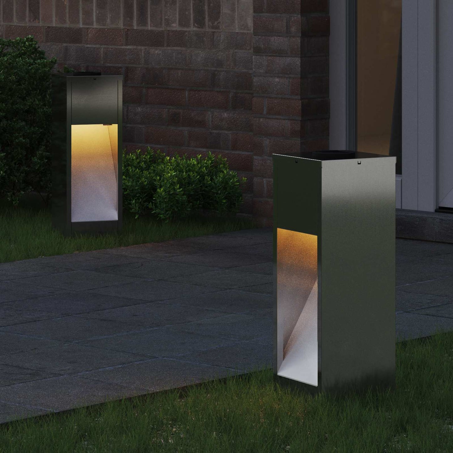 VidaXL illuminazione solare a LED per percorsi 2 pezzi argento zincato
