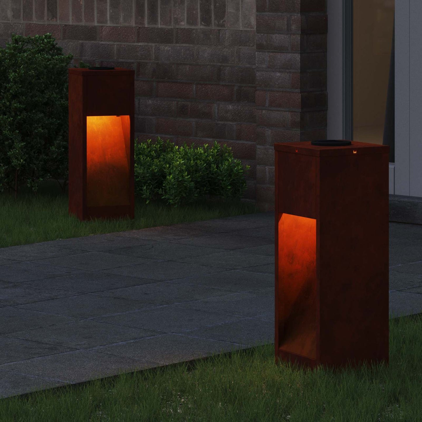Vidaxl illuminazione solare a LED per percorsi 2 pezzi in acciaio corten bronzo