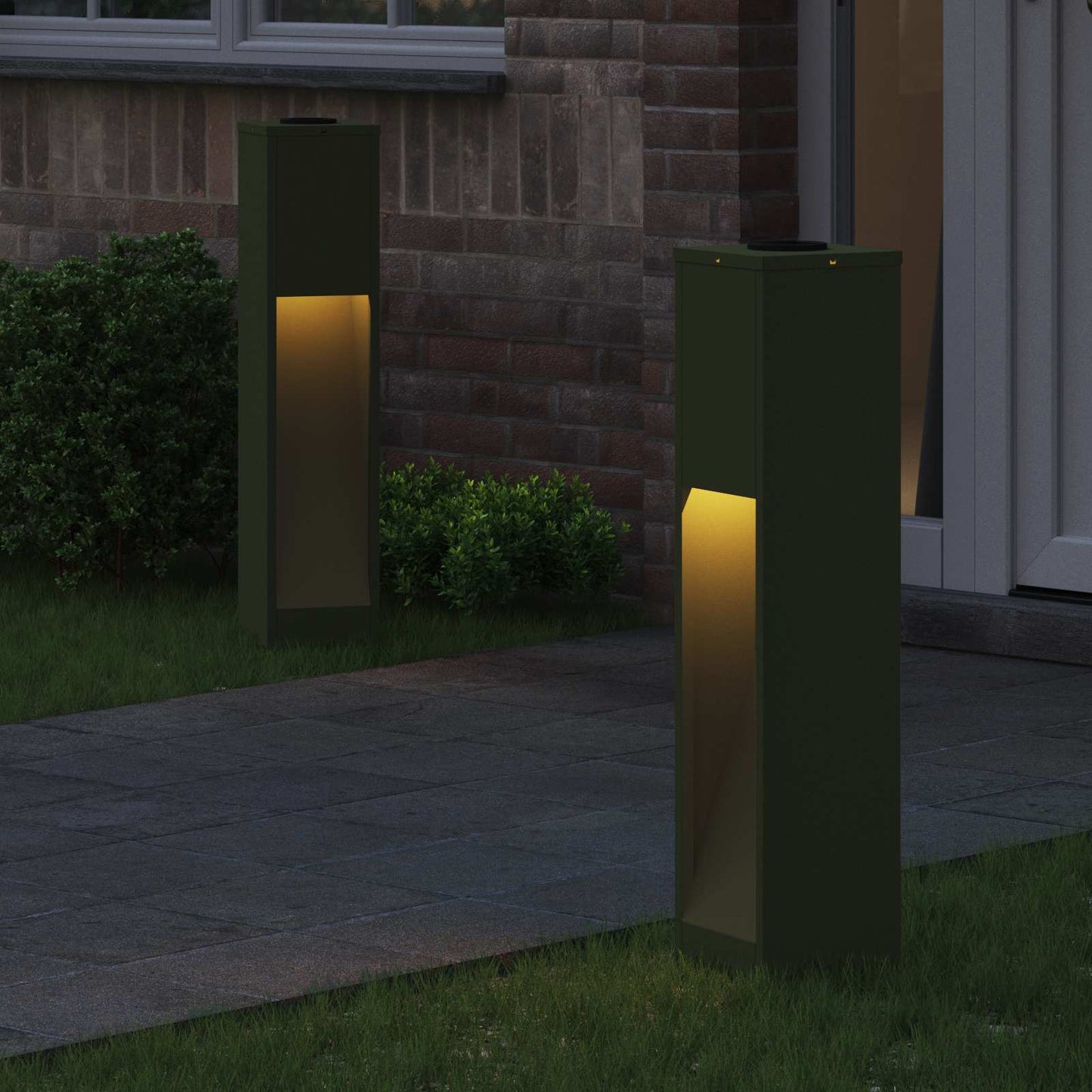 Vidaxxl illuminazione stradale a LED solare 2 pezzi in acciaio laminato a freddo verde oliva