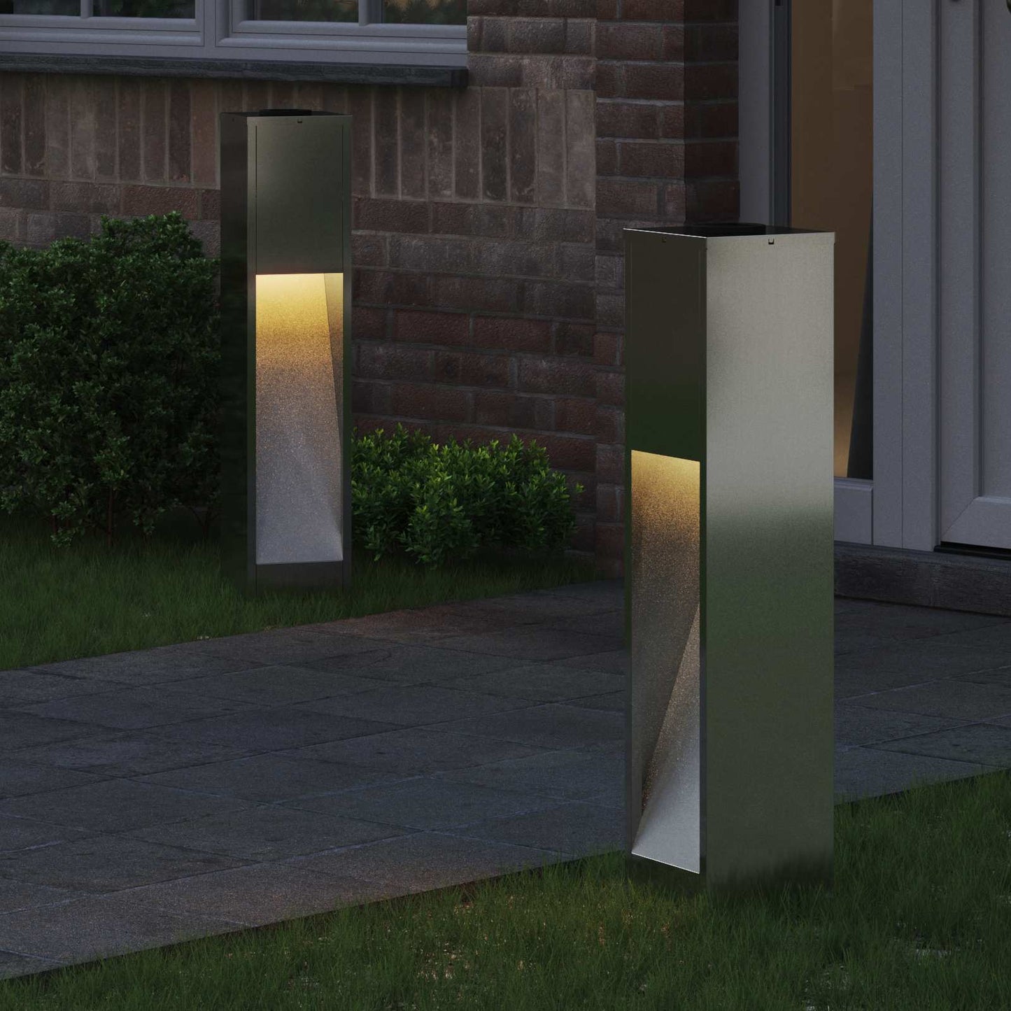 VidaXL illuminazione solare a LED per percorsi 2 pezzi argento zincato