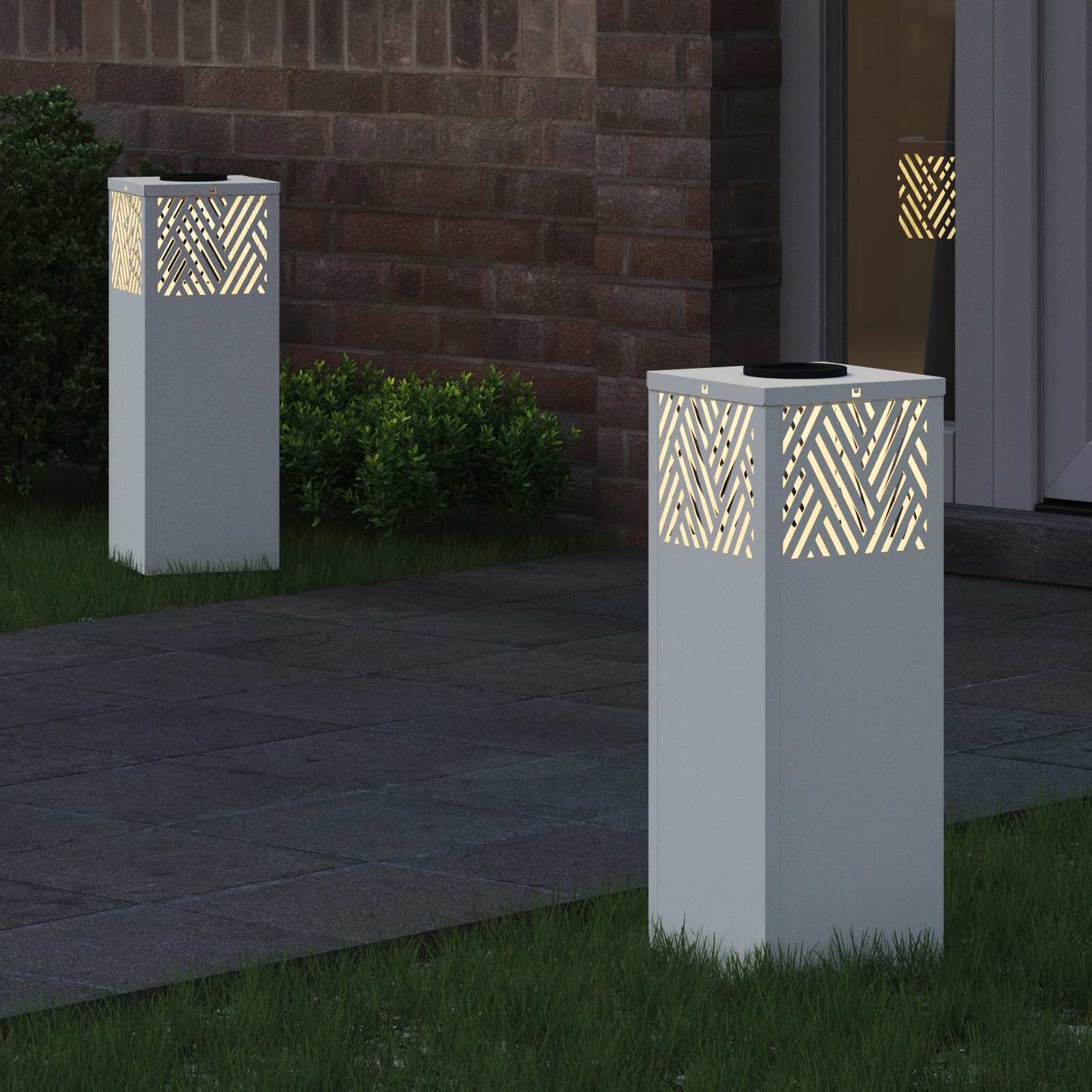 Vidaxl solar led pad licht 2 pcs wit koudgewalst staal