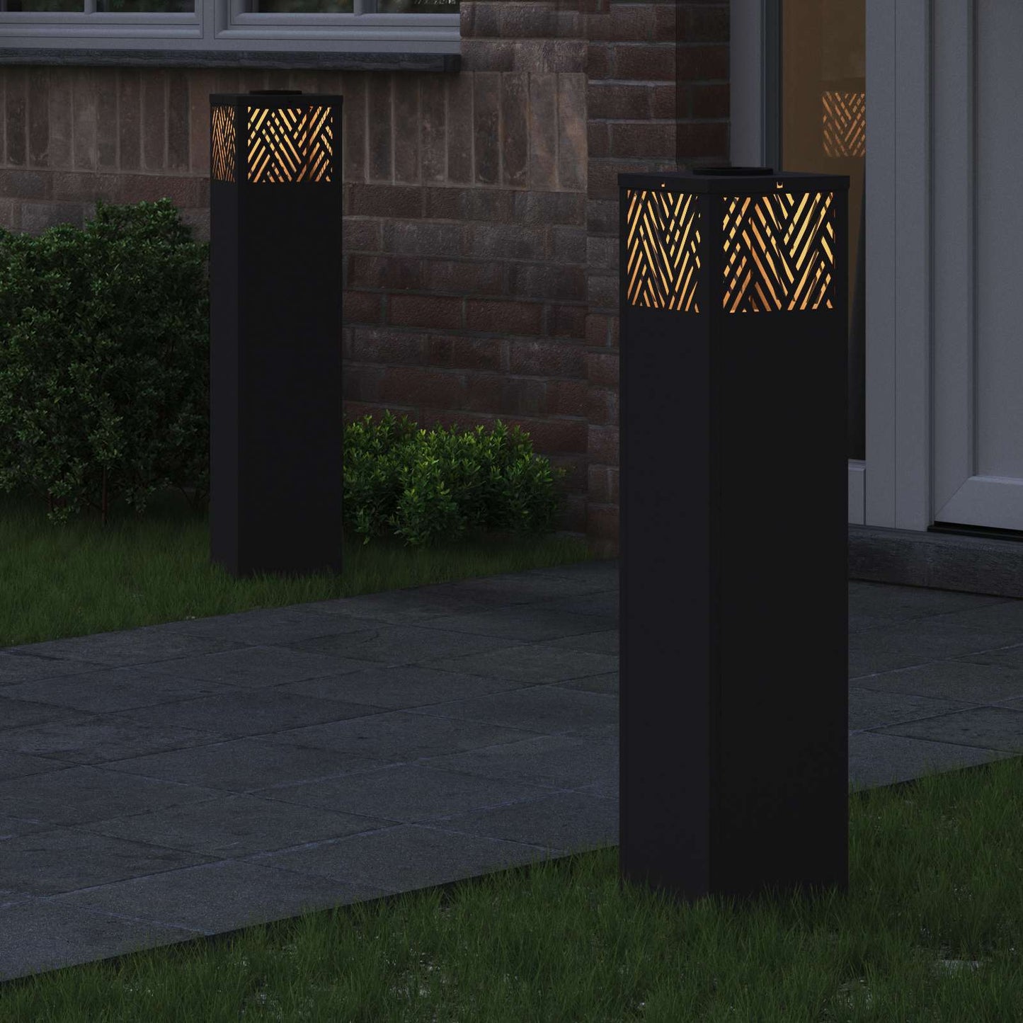 Vidaxl solar led pad licht 2 pcs zwart koudgewalst staal