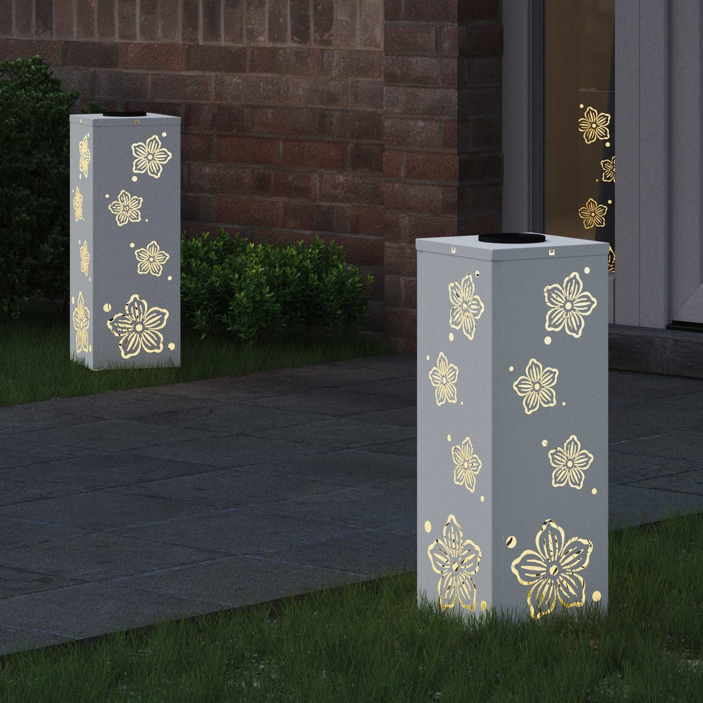 Vidaxl solar led pad licht 2 pcs wit koudgewalst staal