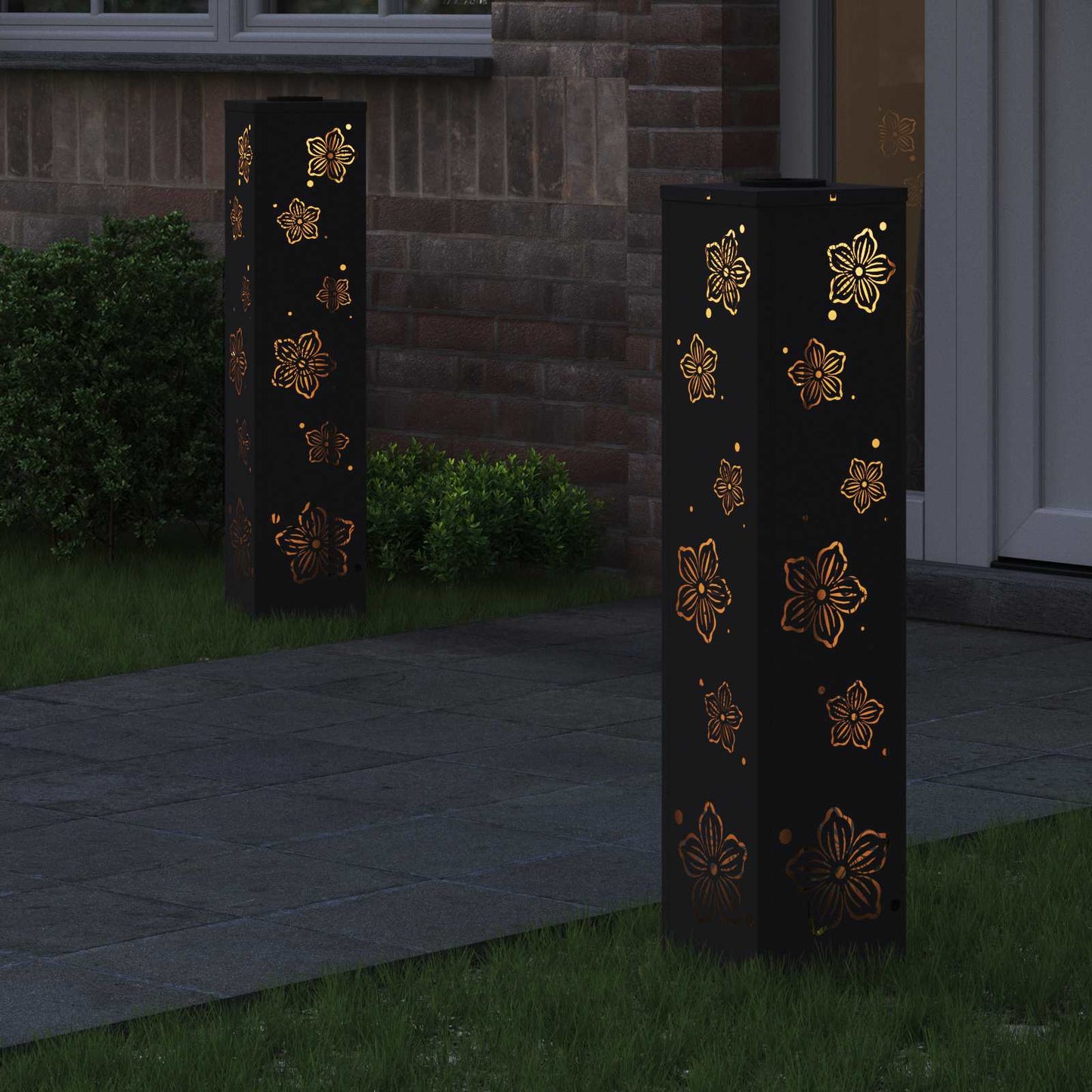 Vidaxl solar led pad licht 2 pcs zwart koudgewalst staal