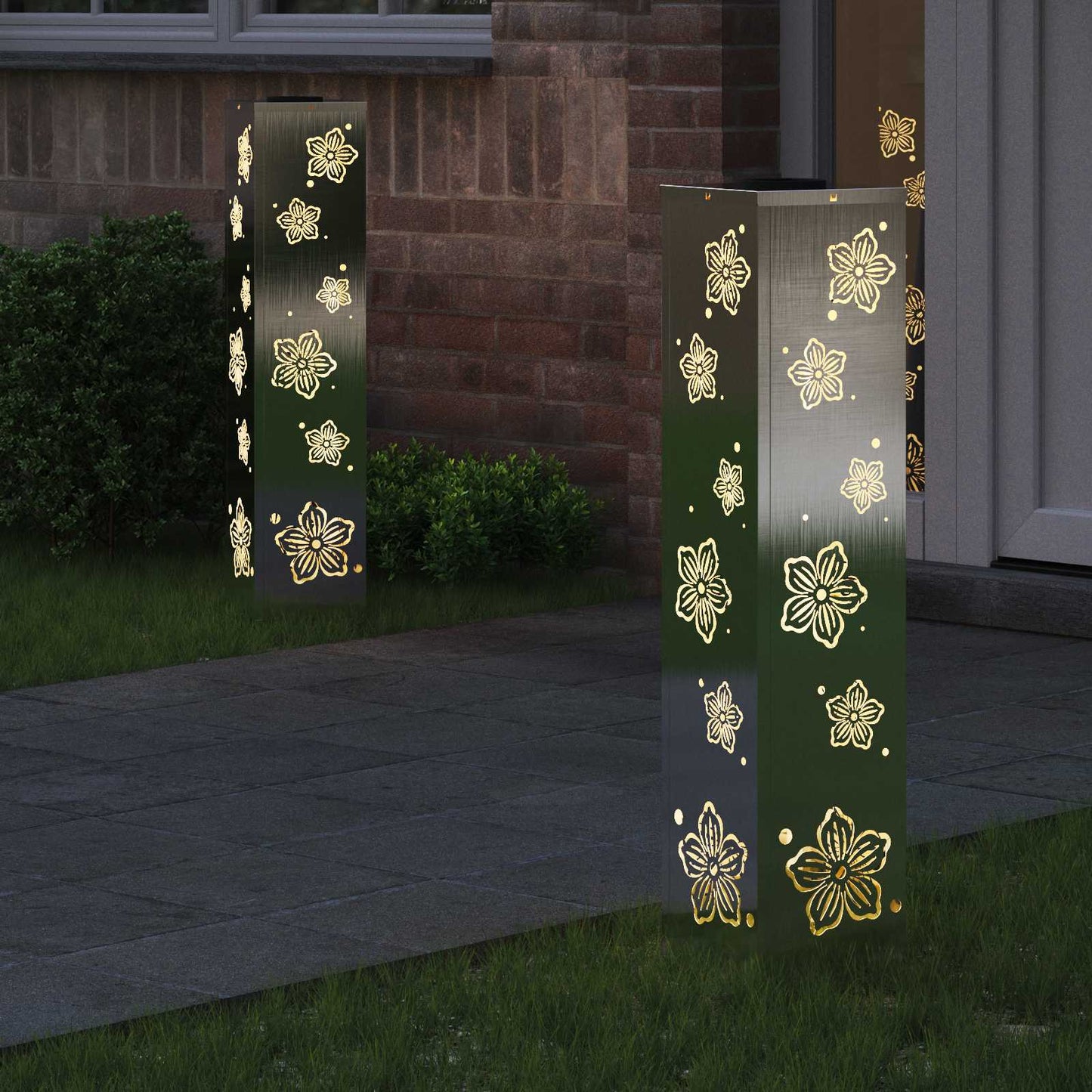 Vidaxl solar led pad licht 2 pcs zilver roestvrij staal