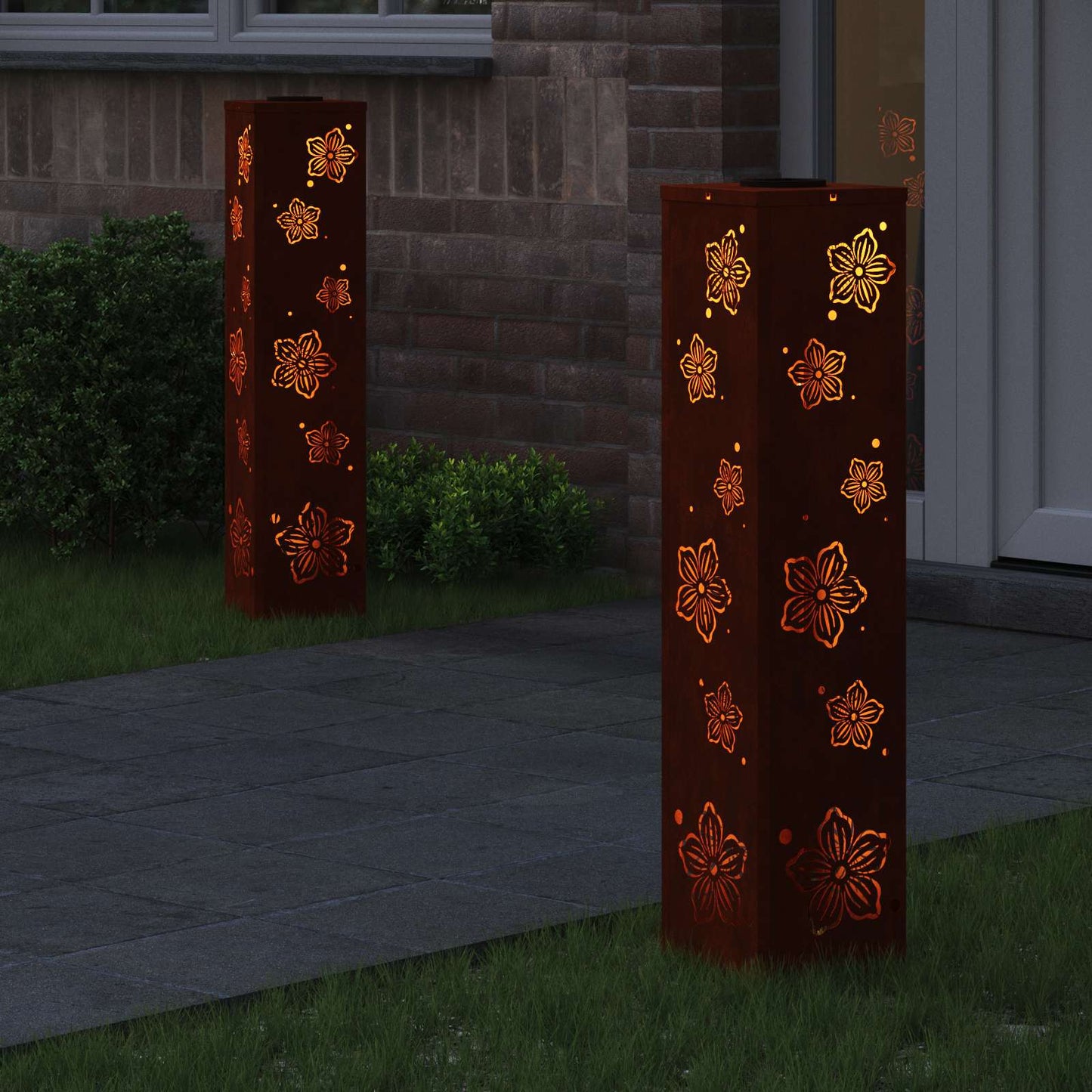 Vidaxl solar led pad licht 2 pcs roestig cortenstaal