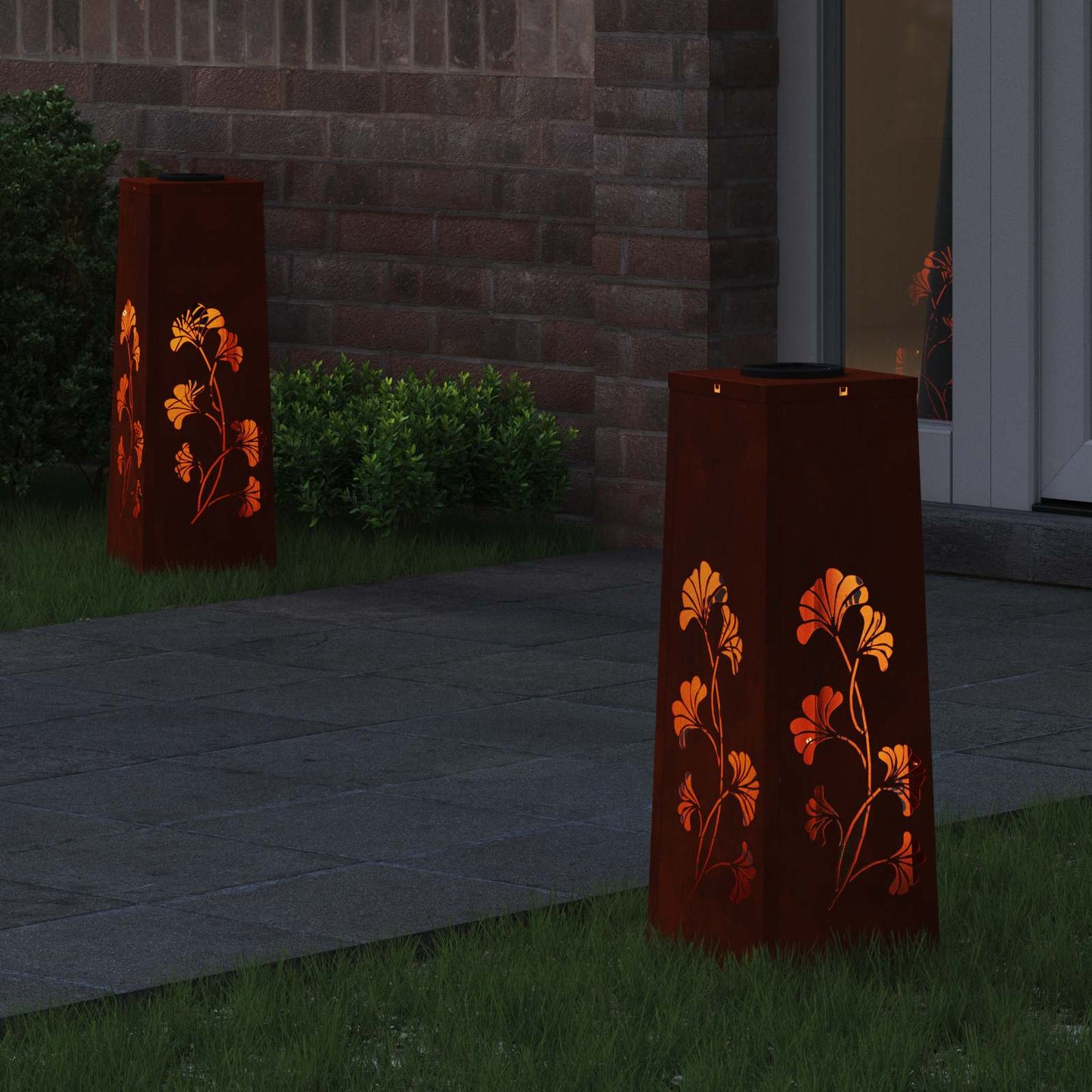 Vidaxl solar led pad licht 2 pcs roestig cortenstaal