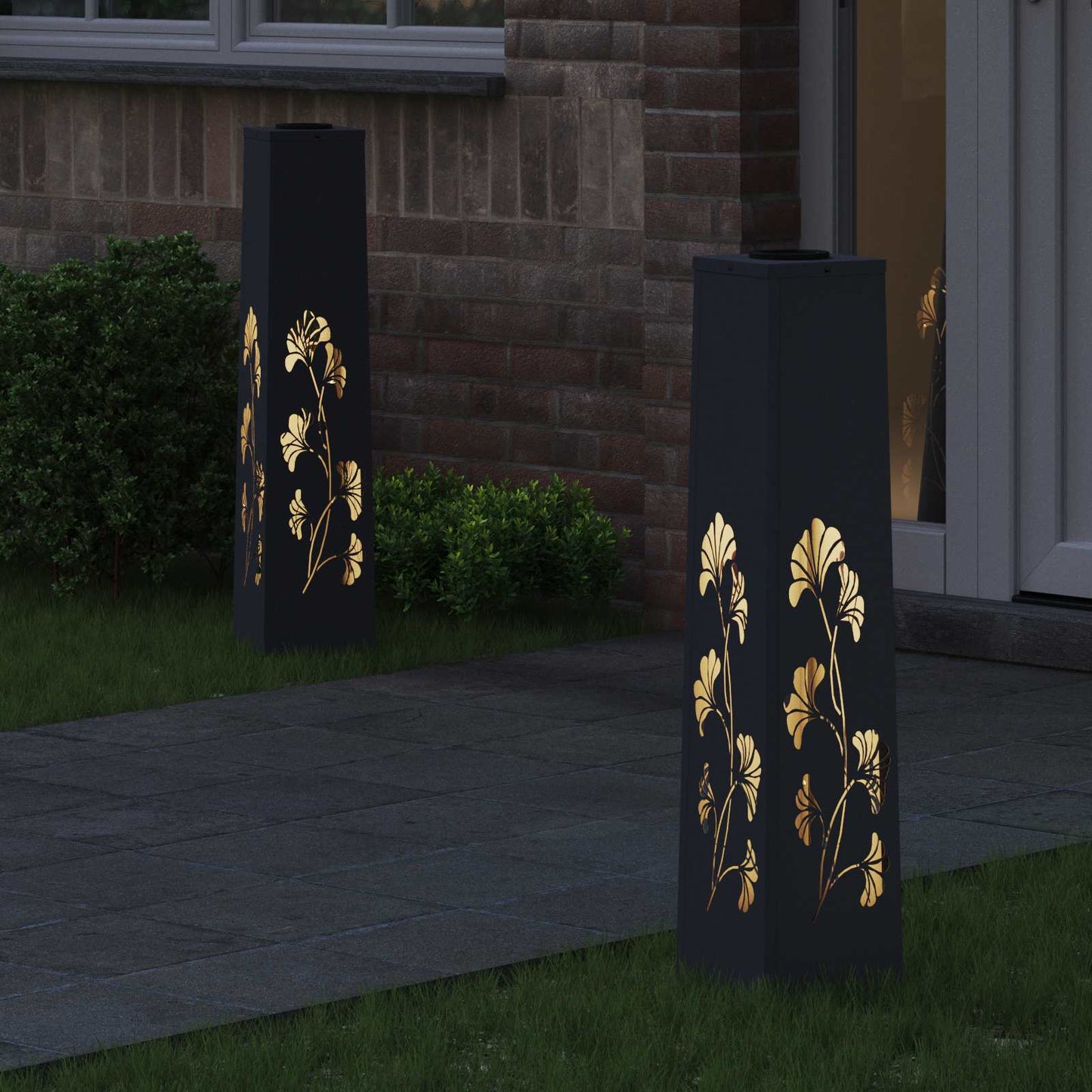 Vidaxl solar led pad licht 2 pcs antraciet koudgewalst staal