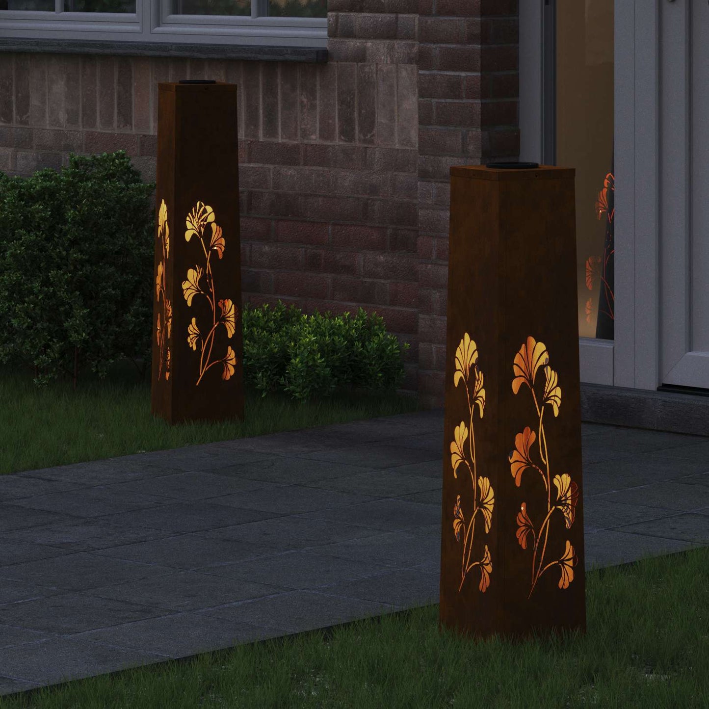 Vidaxl solar led pad licht 2 pcs roestig cortenstaal