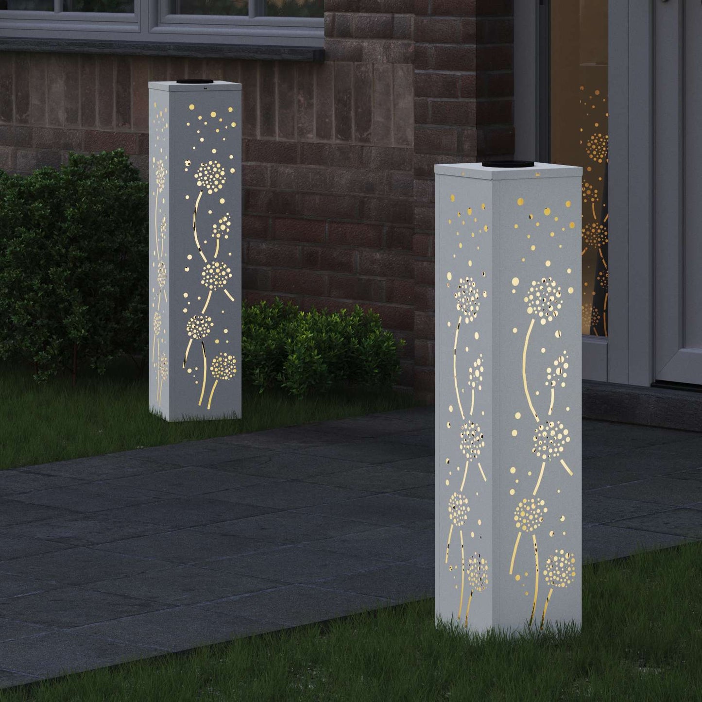 Vidaxl solar led pad licht 2 pcs wit koudgewalst staal
