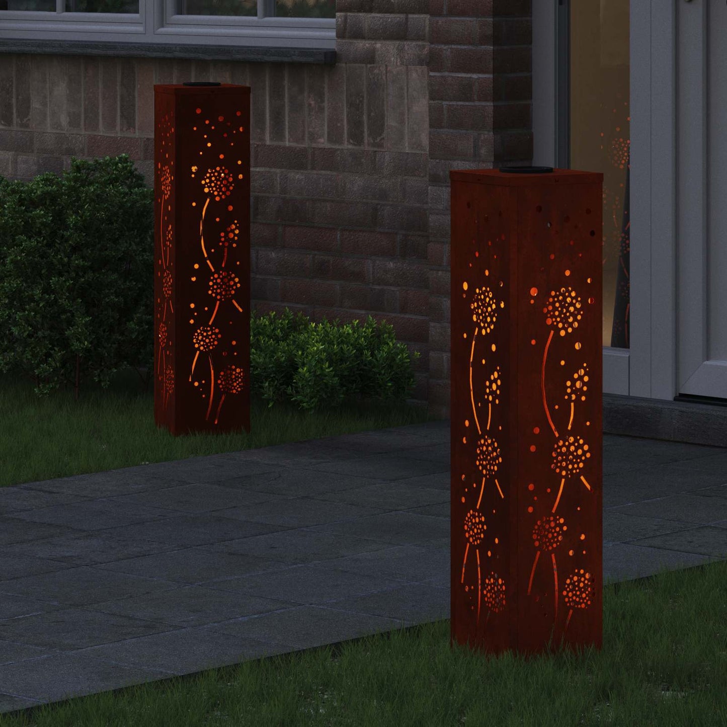 Vidaxl solar led pad licht 2 pcs roestig cortenstaal