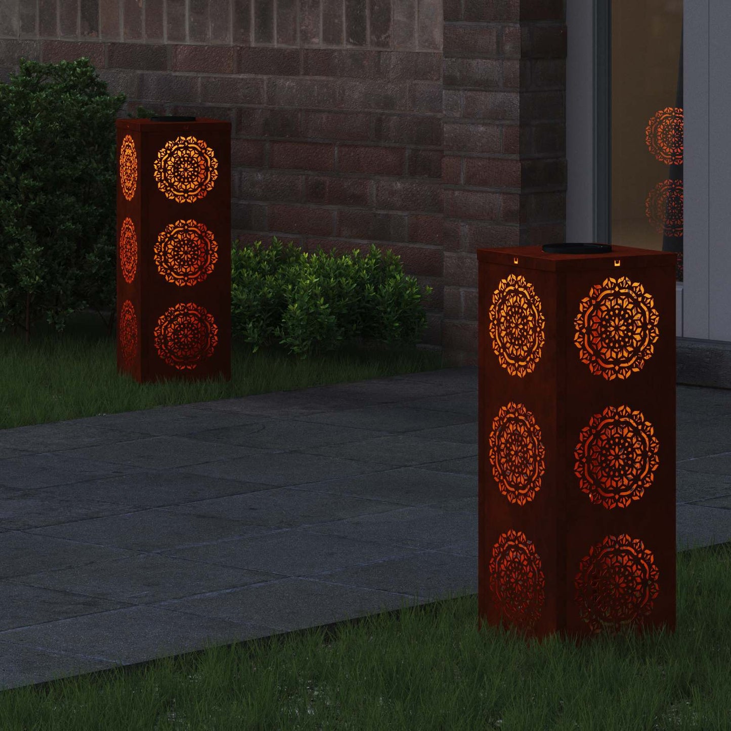 Vidaxl solar led pad licht 2 pcs roestig cortenstaal