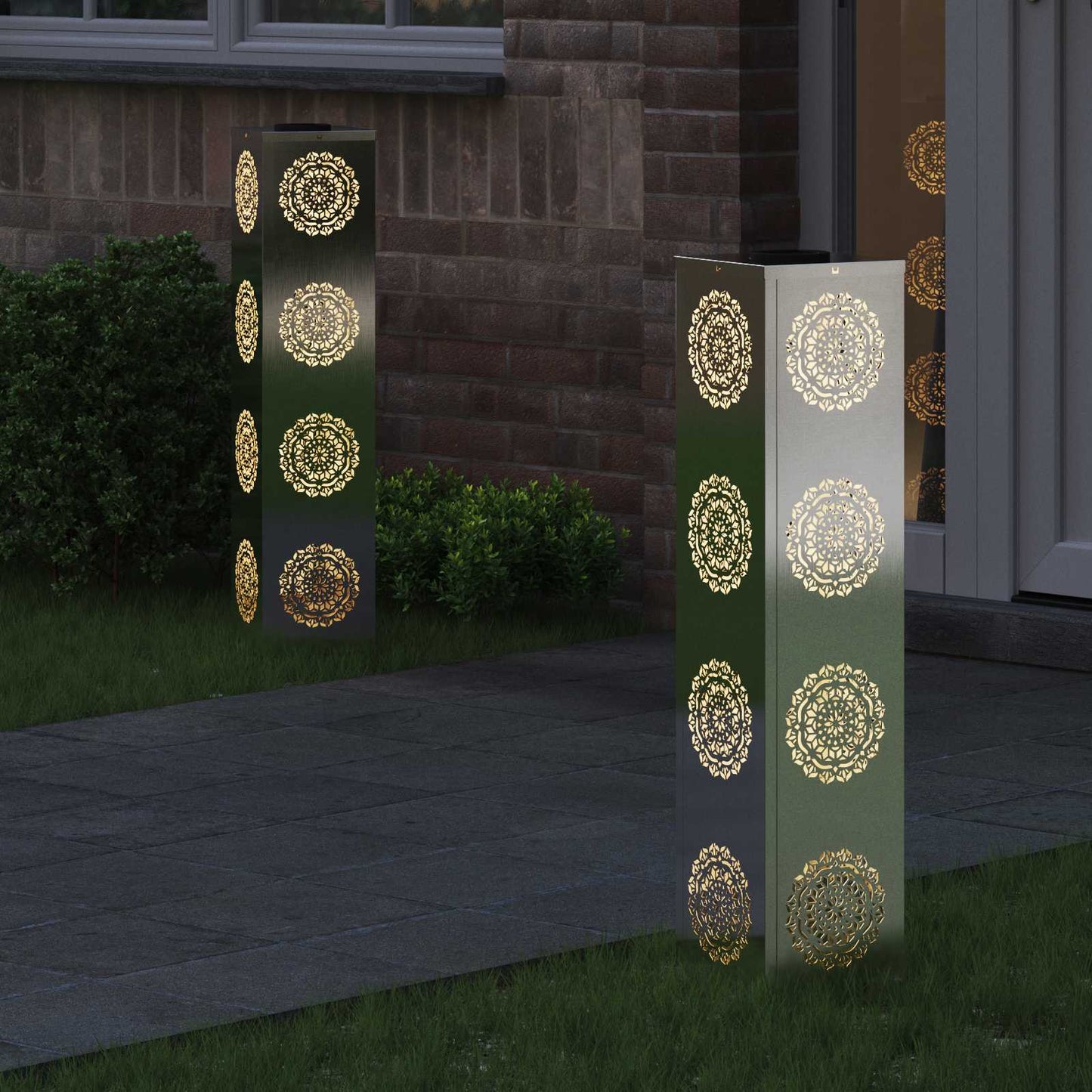Vidaxl solar led pad licht 2 pcs zilver roestvrij staal