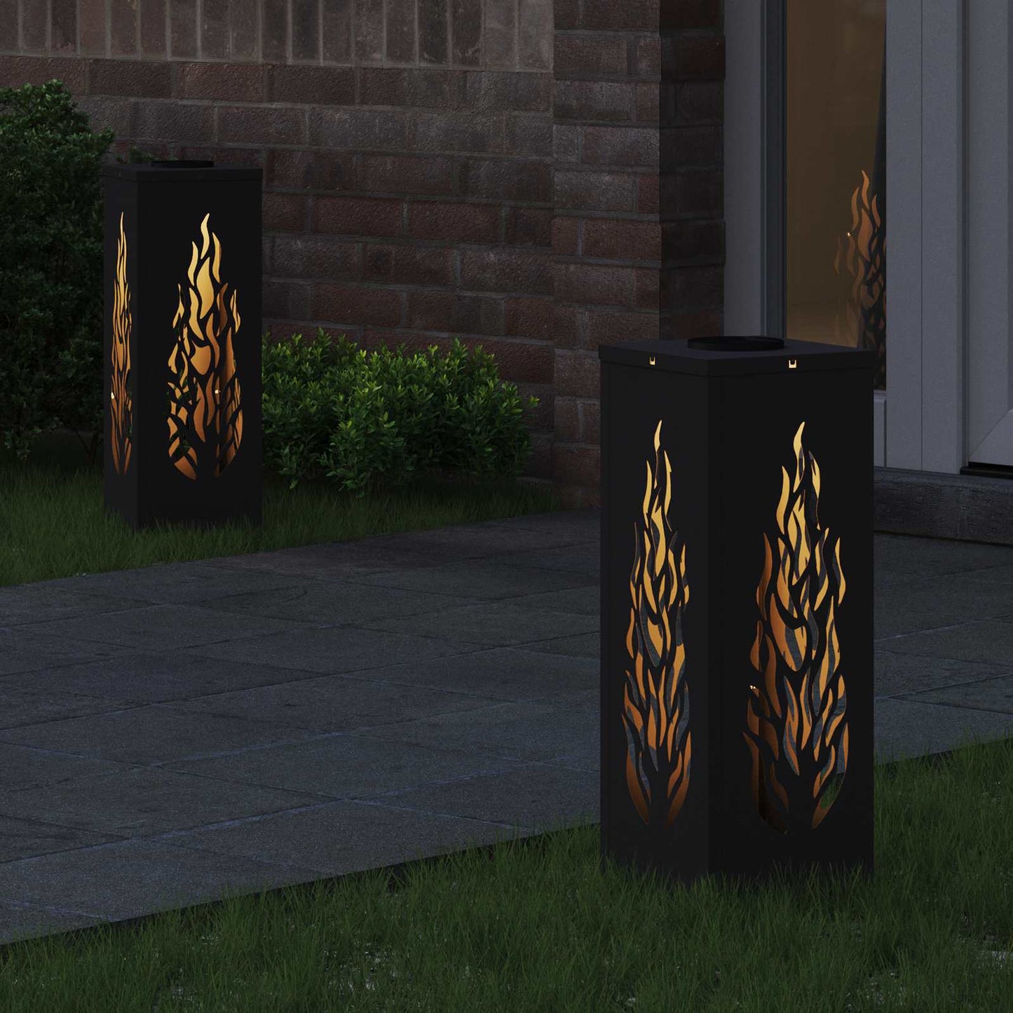 Vidaxl solar led pad licht 2 pcs zwart koudgewalst staal