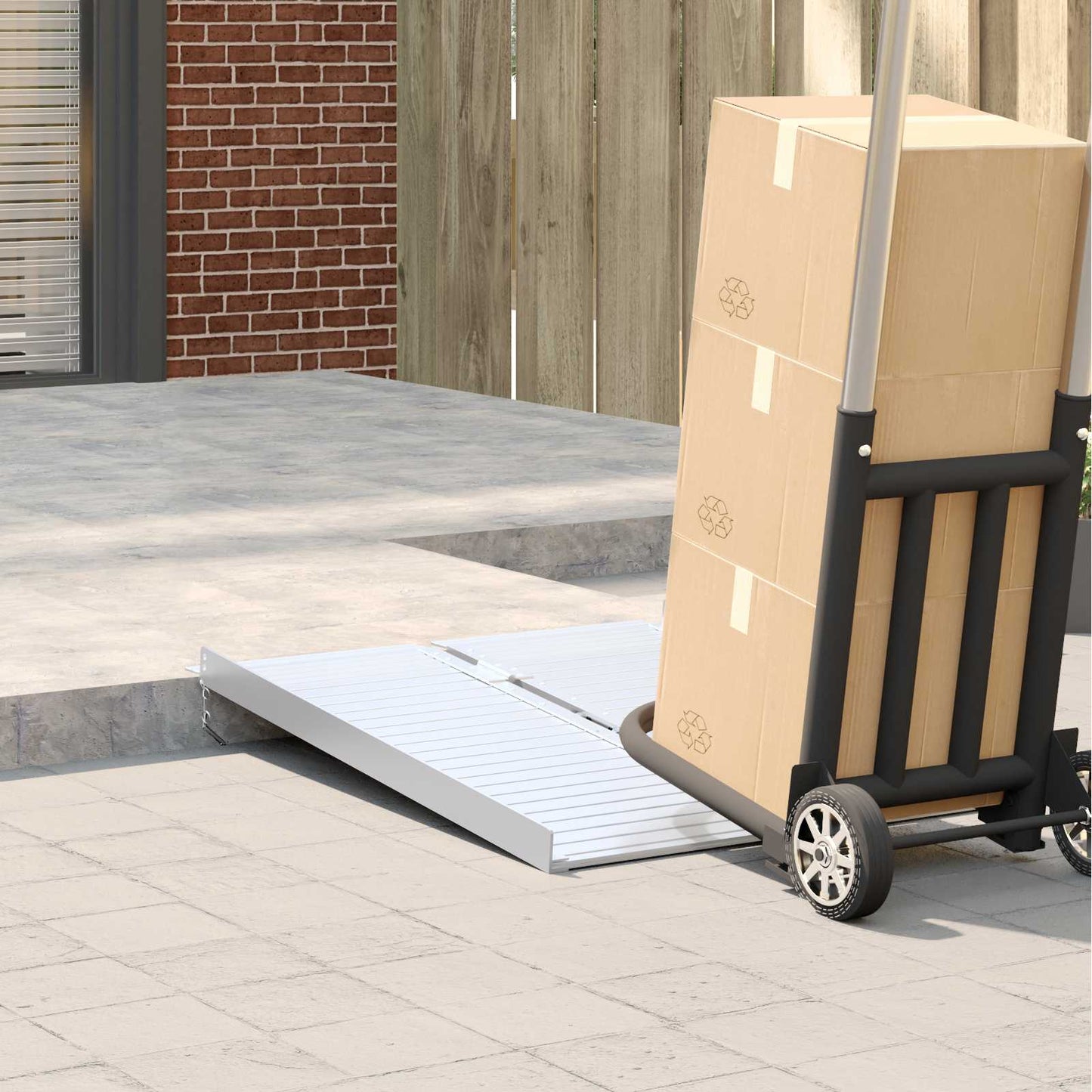 Rampa per sedia a rotelle VidaXL 270 kg argento 92 x 73 x 5 cm alluminio