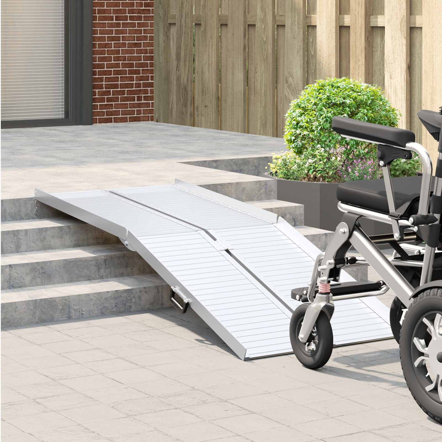 Rampa per sedia a rotelle VidaXL 270 kg argento 92 x 73 x 5 cm alluminio