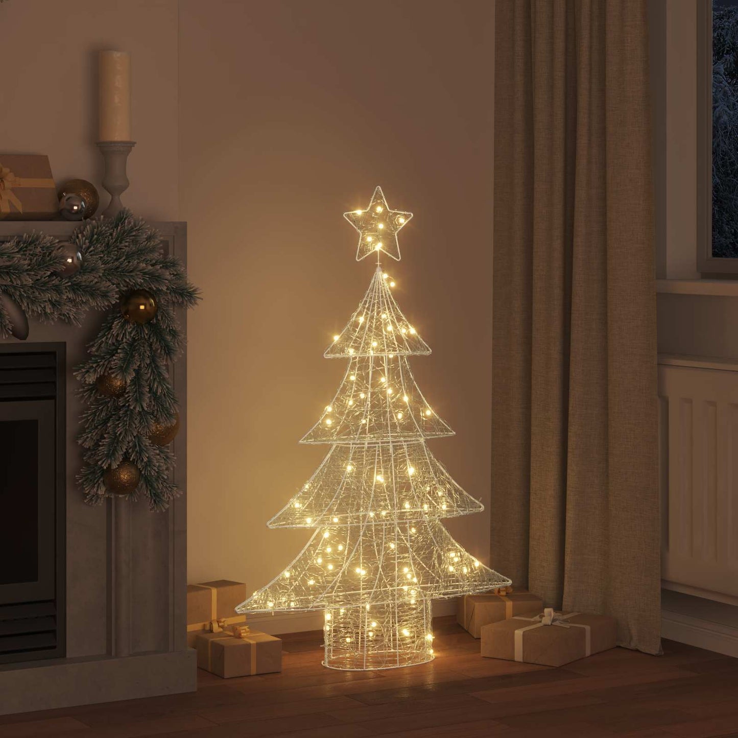VidaXL albero di Natale con 100 LED bianco caldo da 120 cm in acrilico