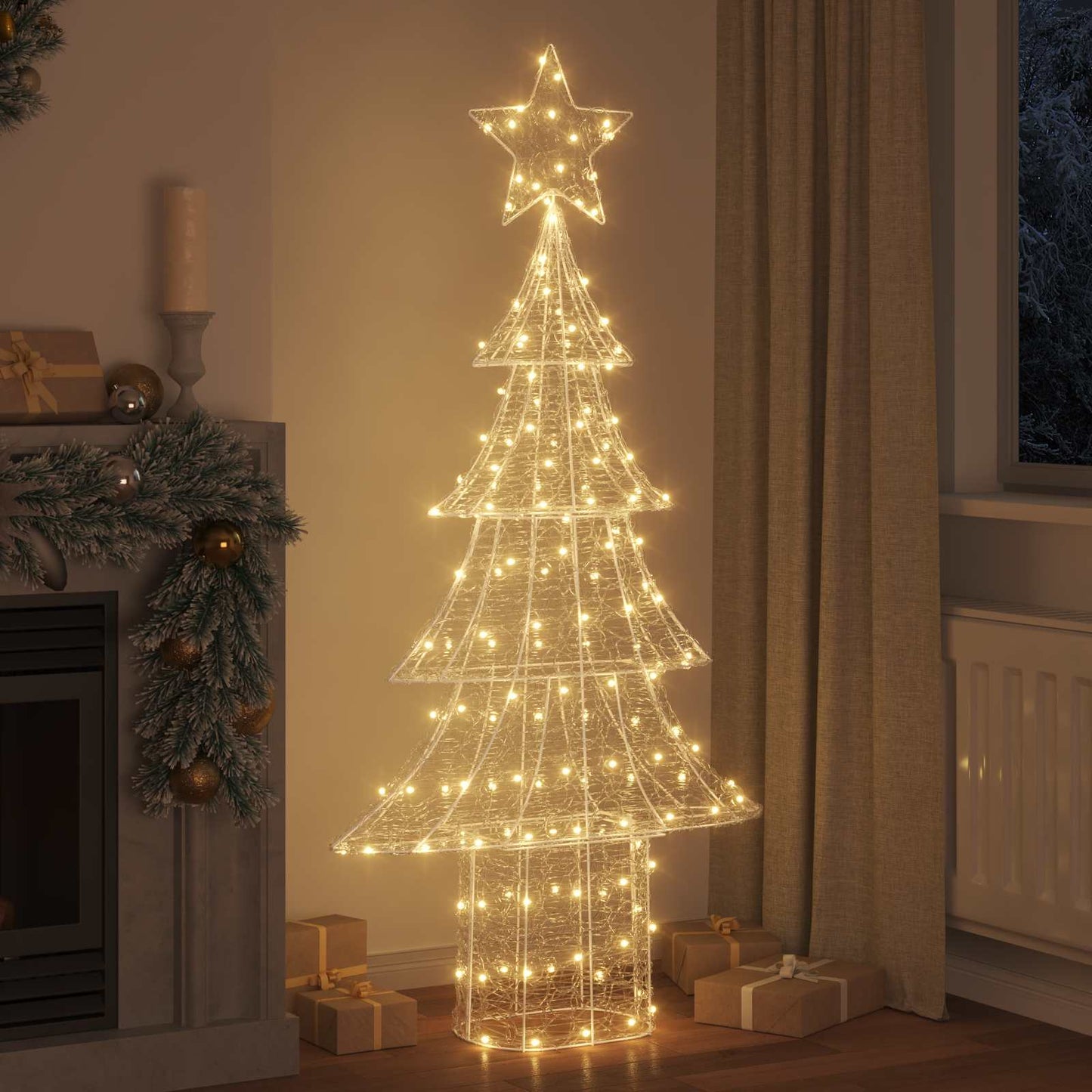 Albero di Natale VidaXL con 240 LED bianco caldo da 150 cm in acrilico