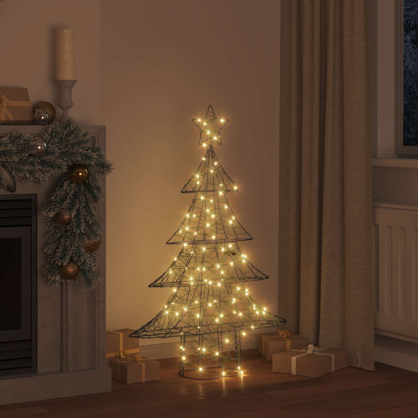 VidaXL Árbol de Navidad con 120 LED blanco cálido 150 cm ratán