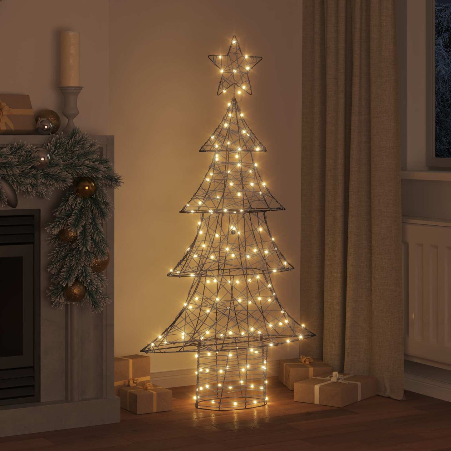 VidaXL Árbol de Navidad con 160 LED blanco cálido 150 cm ratán