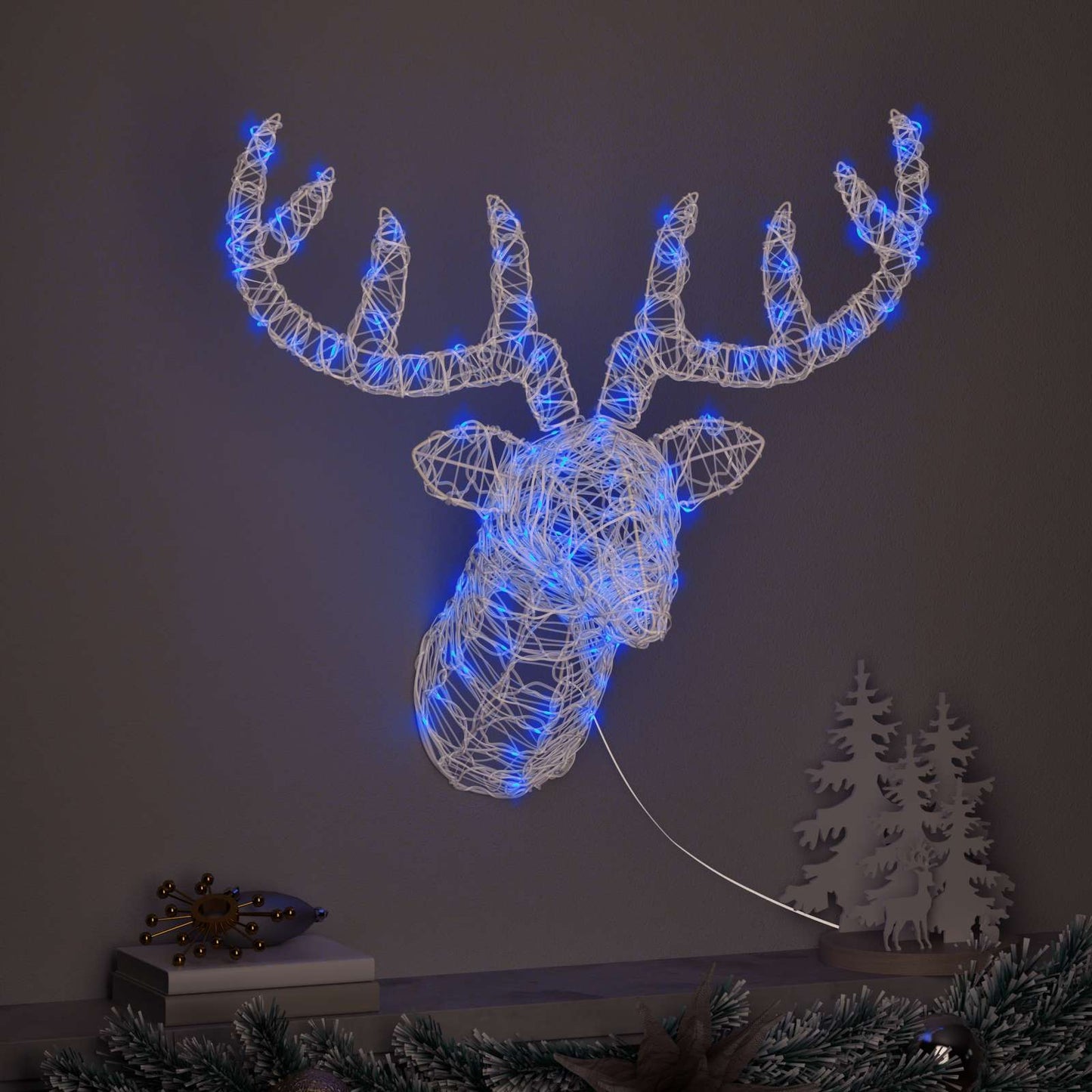 Vidaxx testa di cervo con 140 LED blu 68 x 36,5 x 62,5 cm acrilico