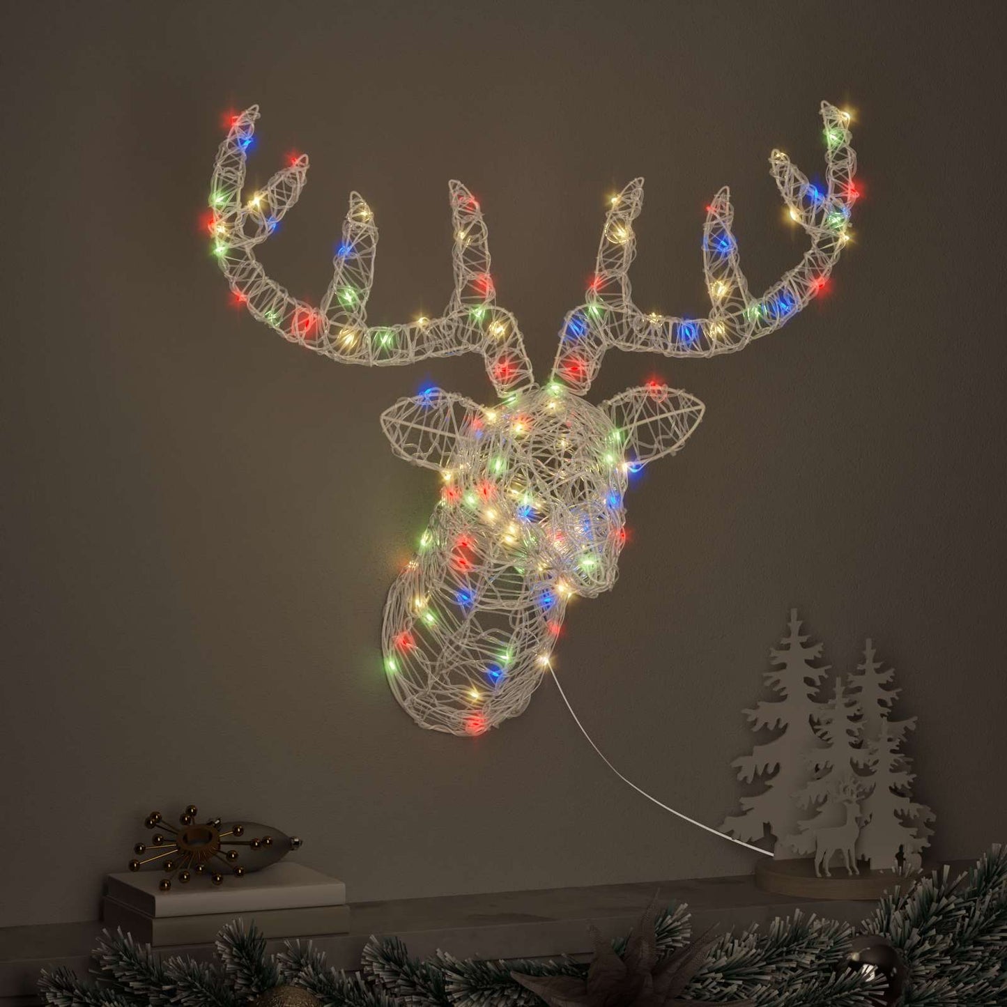 Vidaxx testa di cervo con 140 LED colorati 68 x 36,5 x 62,5 cm acrilico