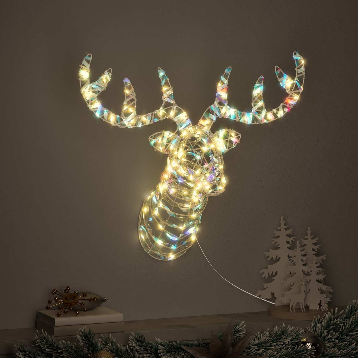 Slitta trainata da renne VidaXL con 140 LED bianco caldo 68 x 36,5 x 62,5 cm tappo