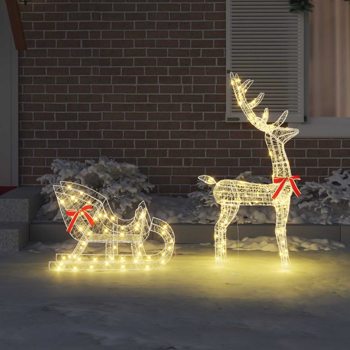 Slitta trainata da renne Vidaxx con 200 LED bianco caldo 70 x 26 x 130 cm acrilico