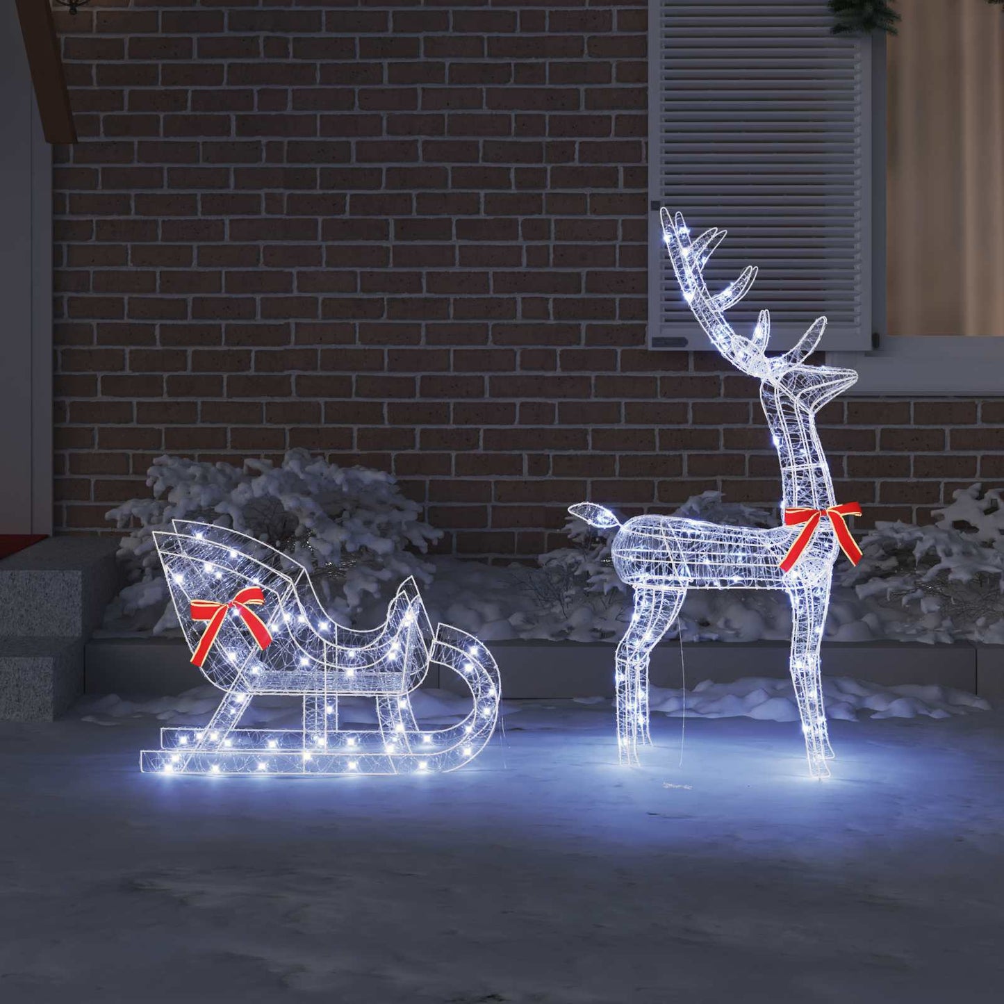 Slitta trainata da renne Vidaxx con 200 LED bianco freddo 70 x 26 x 130 cm acrilico