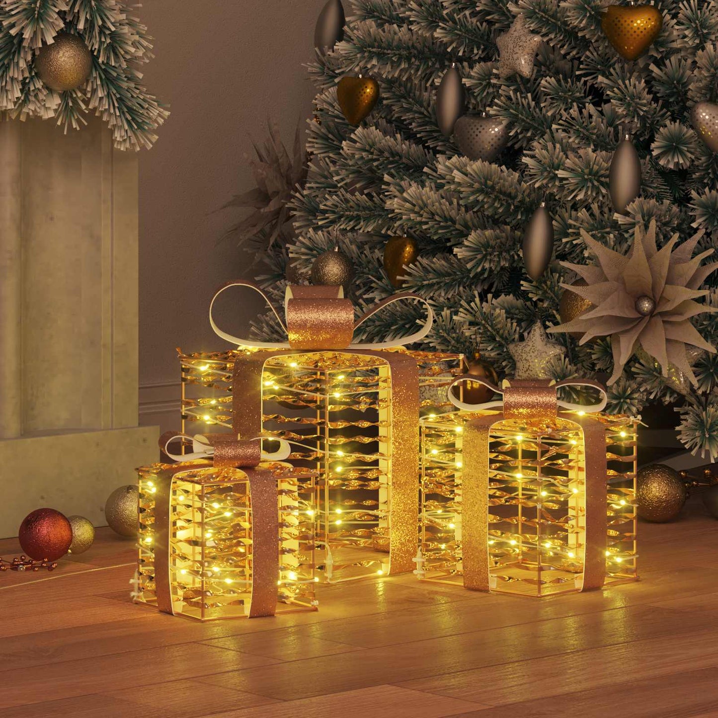 Confezione regalo Vidaxxl con 60 LED 3 pz bianco caldo tappo 20 x 20 x 20 cm