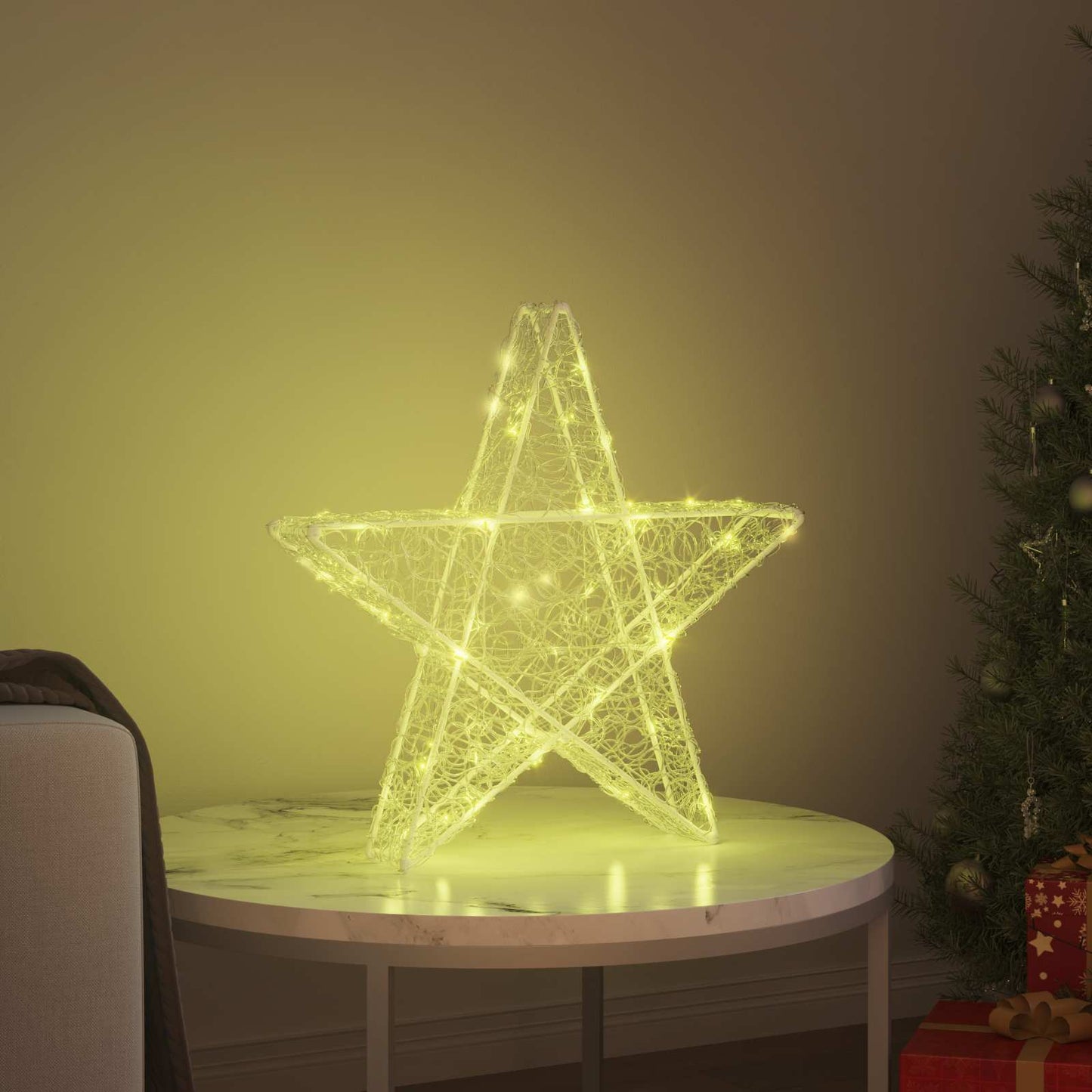VidaXL Stella 3D con 50 LED bianco caldo 55 x 53,5 x 10 cm acrilico