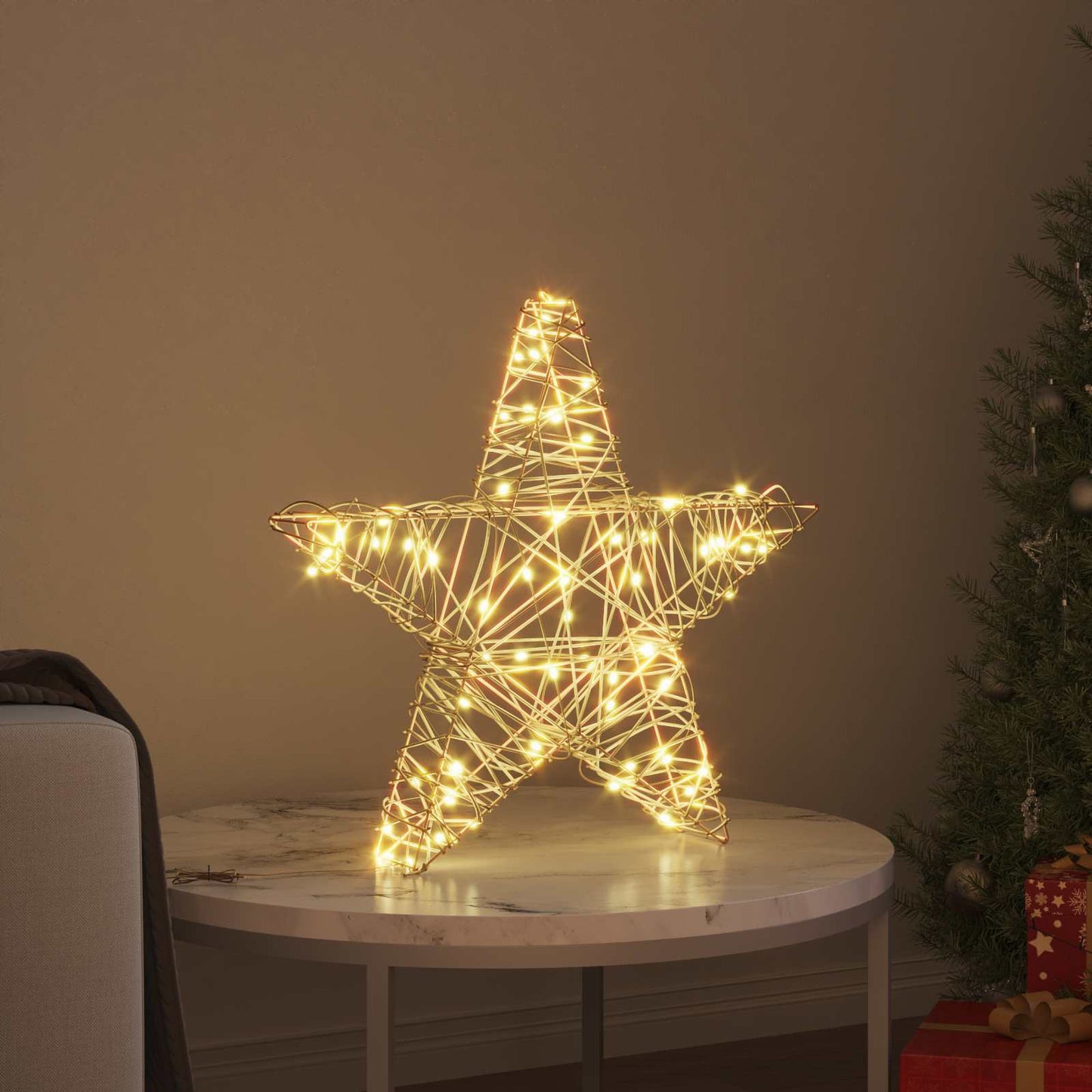 VidaXL Stella 3D con 50 LED bianco caldo 55 x 52,5 x 9 cm in rattan