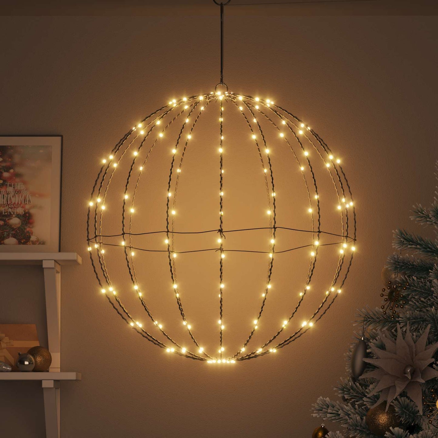 Sfera Vidaxxl con 192 LED bianco caldo 59,5 x 59,5 x 63 cm in metallo