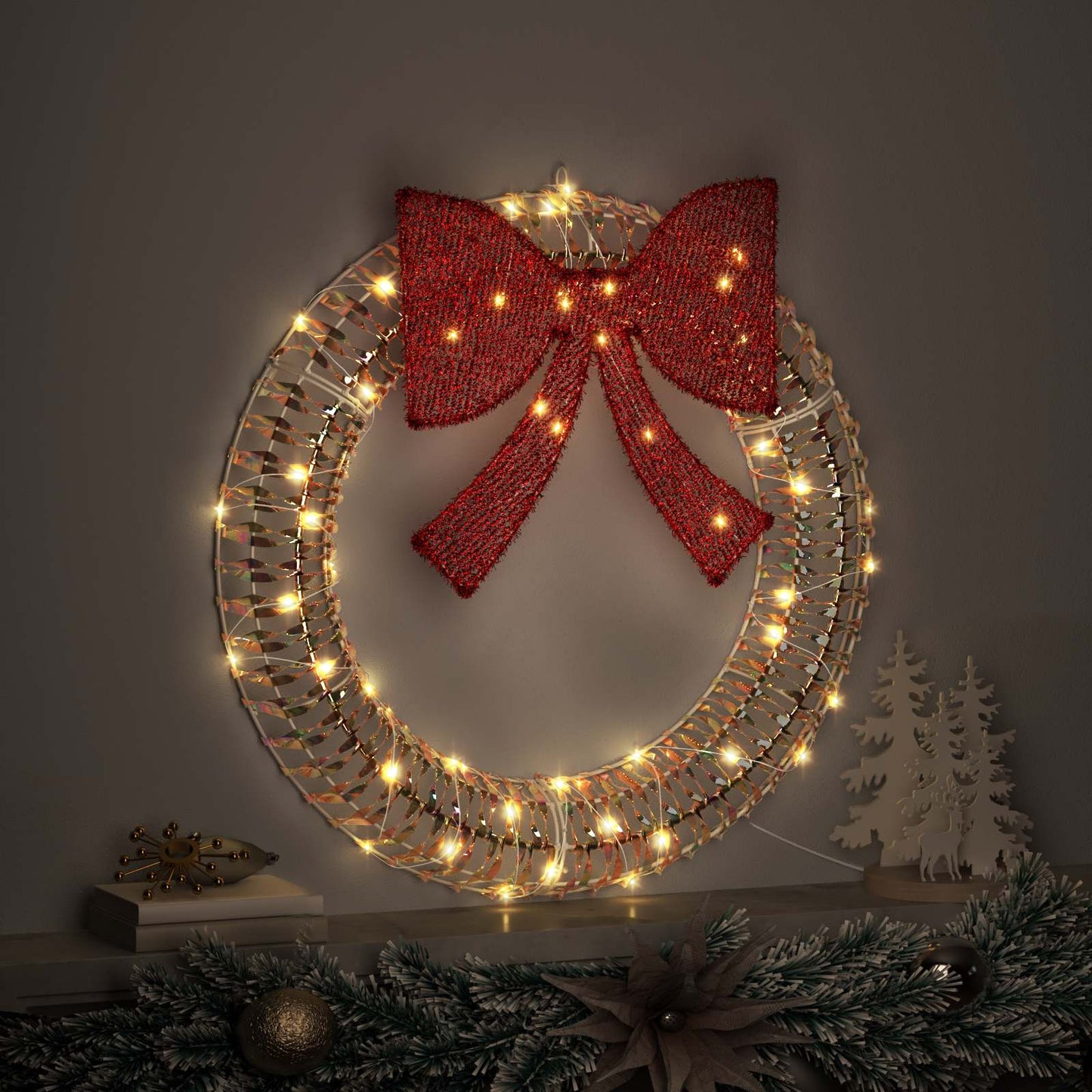 Corona vidaxx con 60 LED blanco cálido 76 x 76 x 8 cm mascota