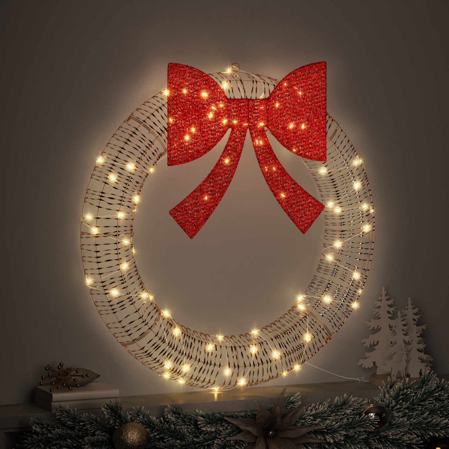 Corona vidaxx con 60 LED blanco cálido 76 x 76 x 8 cm mascota