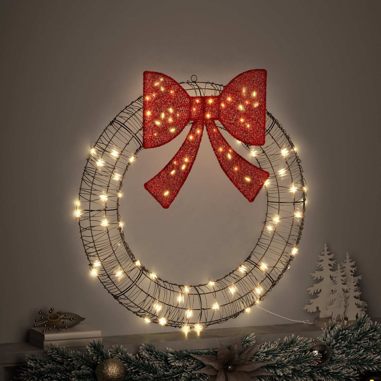 Corona Vidaxx con 80 LED blanco cálido 91 x 91 x 9 cm ratán