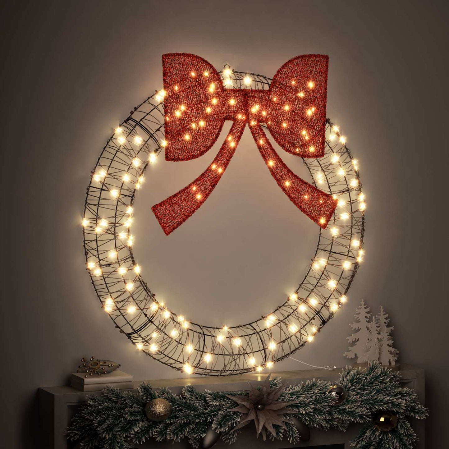 Corona Vidaxx con 150 LED blanco cálido 121 x 121 x 10 cm ratán
