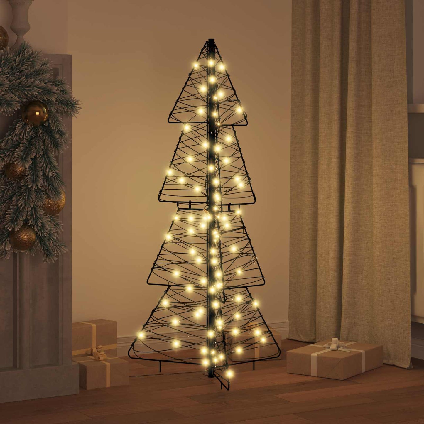 VidaXL Albero di Natale con 100 LED bianco caldo in rattan da 120 cm